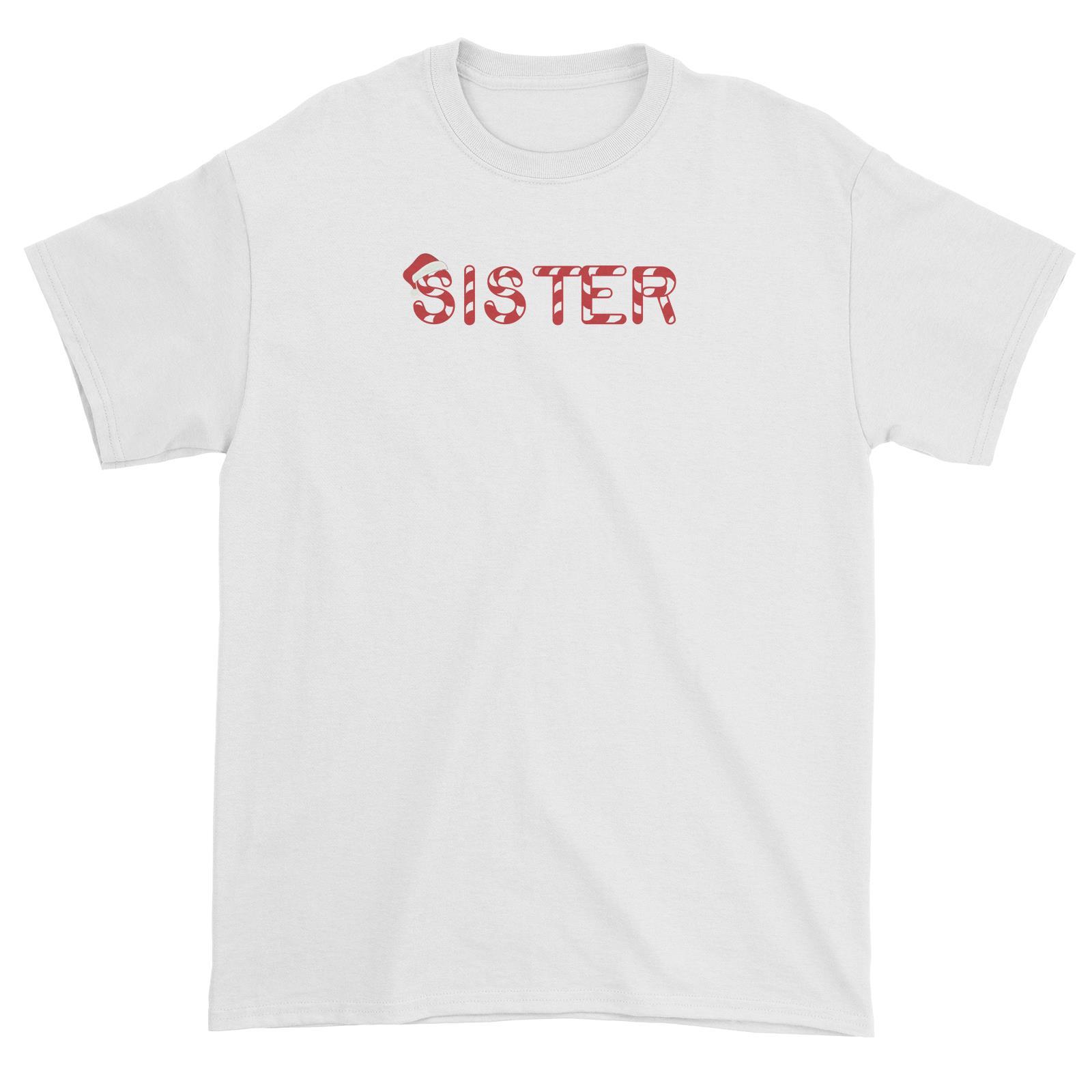 Candy Cane Alphabet Sister with Santa Hat Unisex T-Shirt