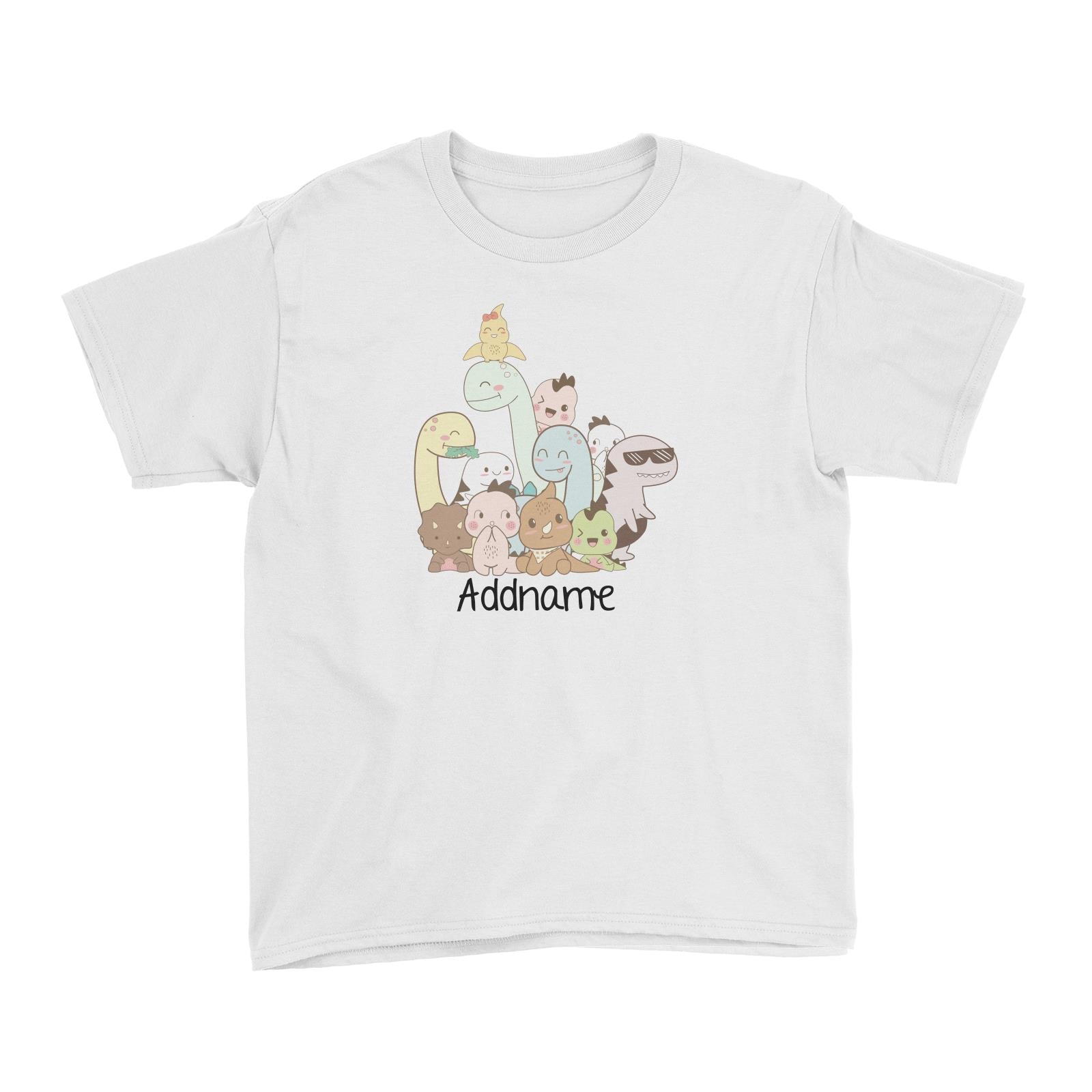 Cute Animals And Friends Series Cute Little Dinosaur Group Addname Kid's T-Shirt
