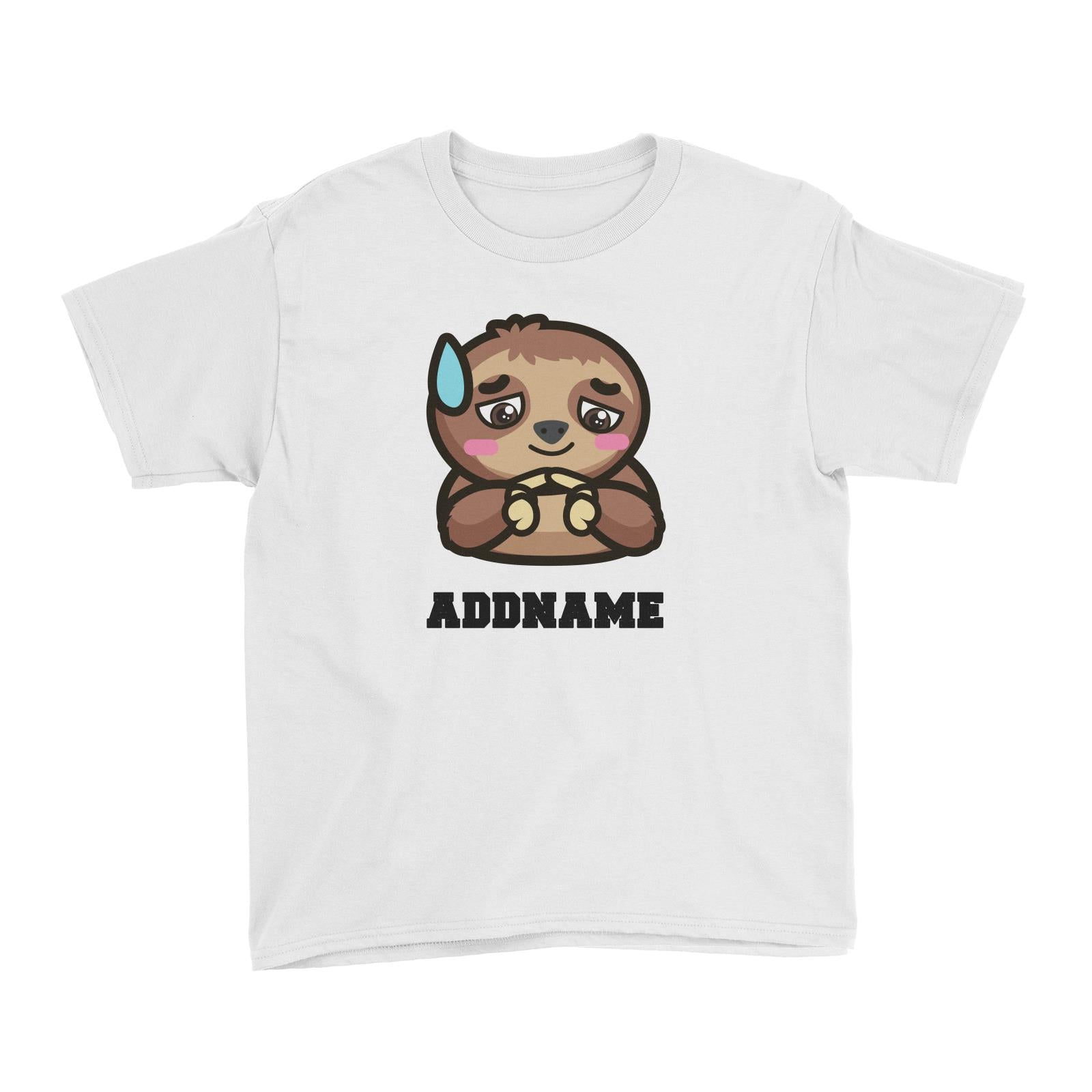 Shy Sloth White Kid's T-Shirt