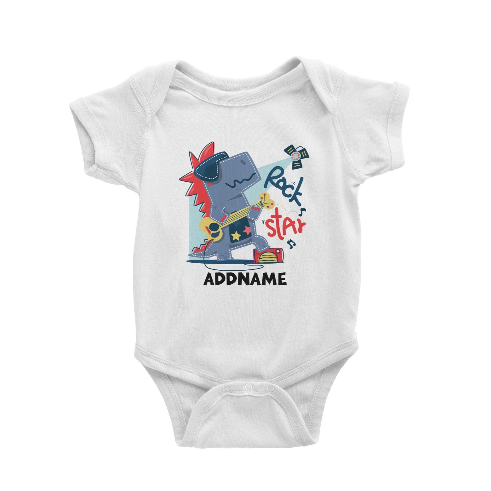 Rock Star Dinosaur with Guitar Addname Baby Romper