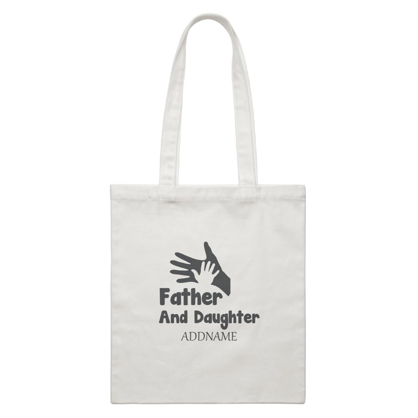 Hands Family Father And Daughter Addname White Canvas Bag