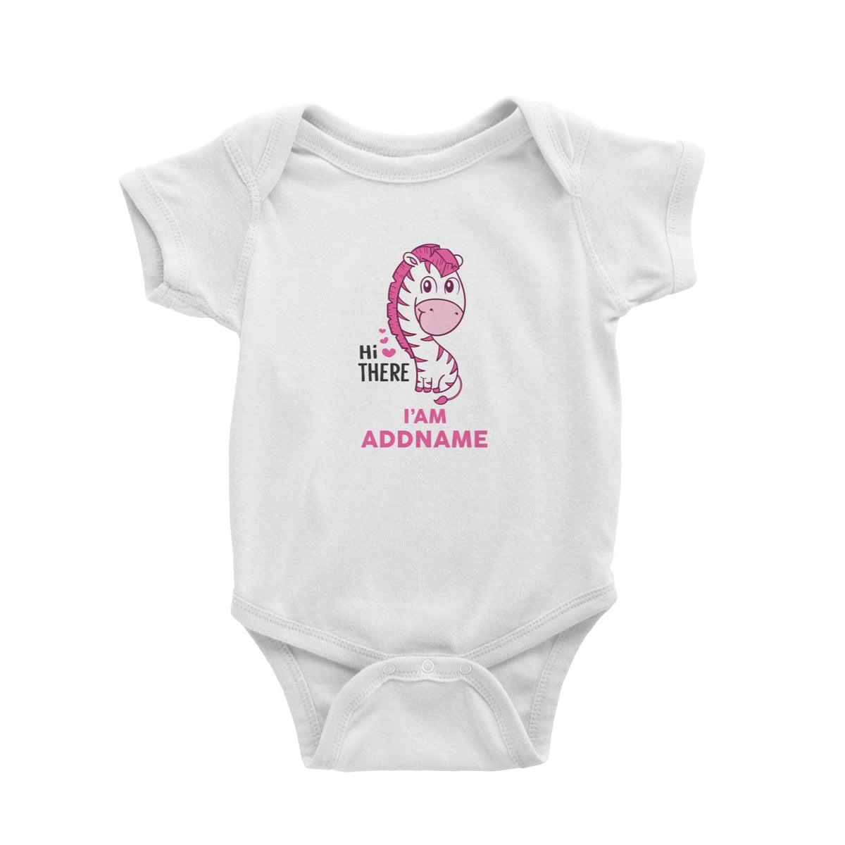 Cool Cute Animals Zebra HI there I'm Addname Baby Romper
