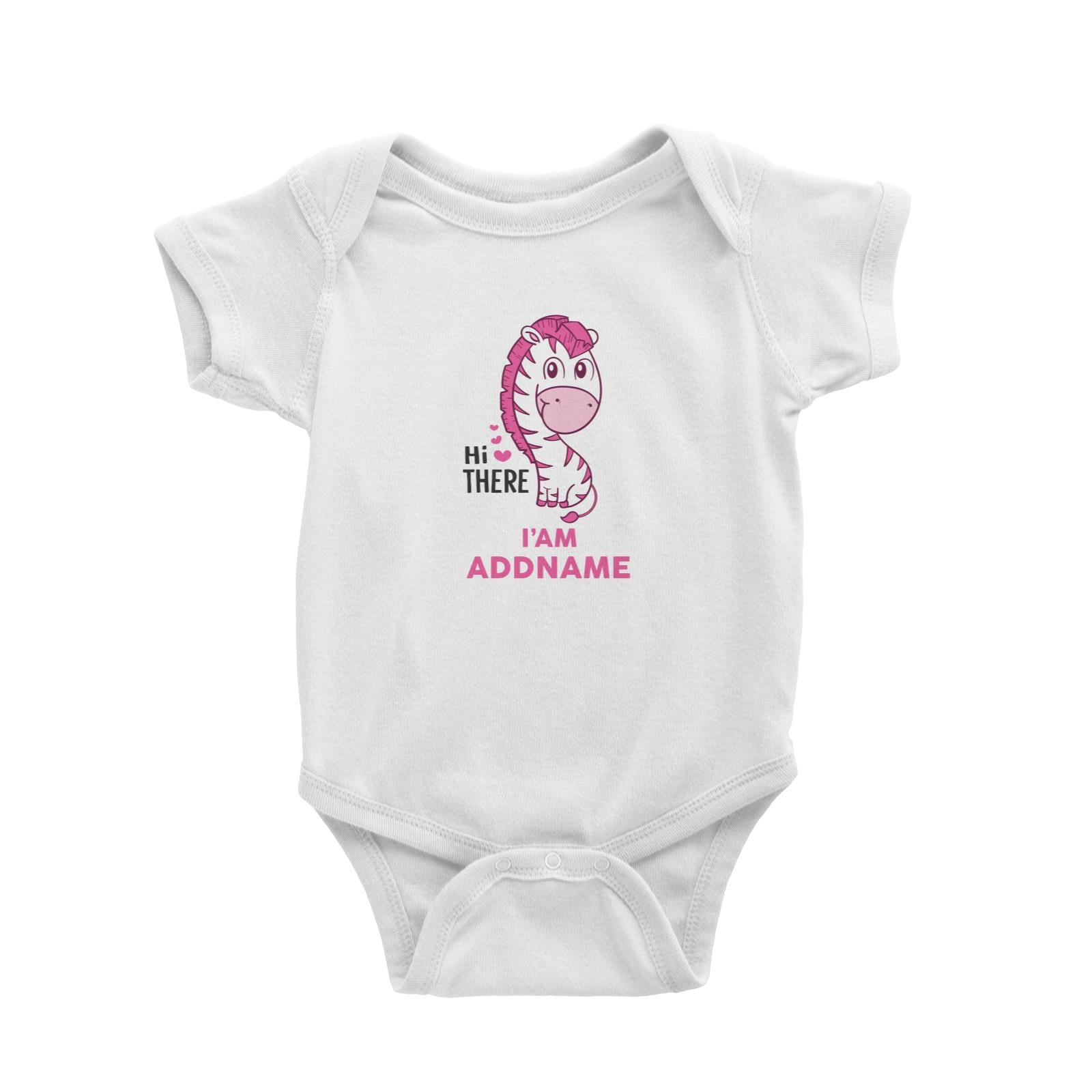 Cool Cute Animals Zebra HI there I'm Addname Baby Romper