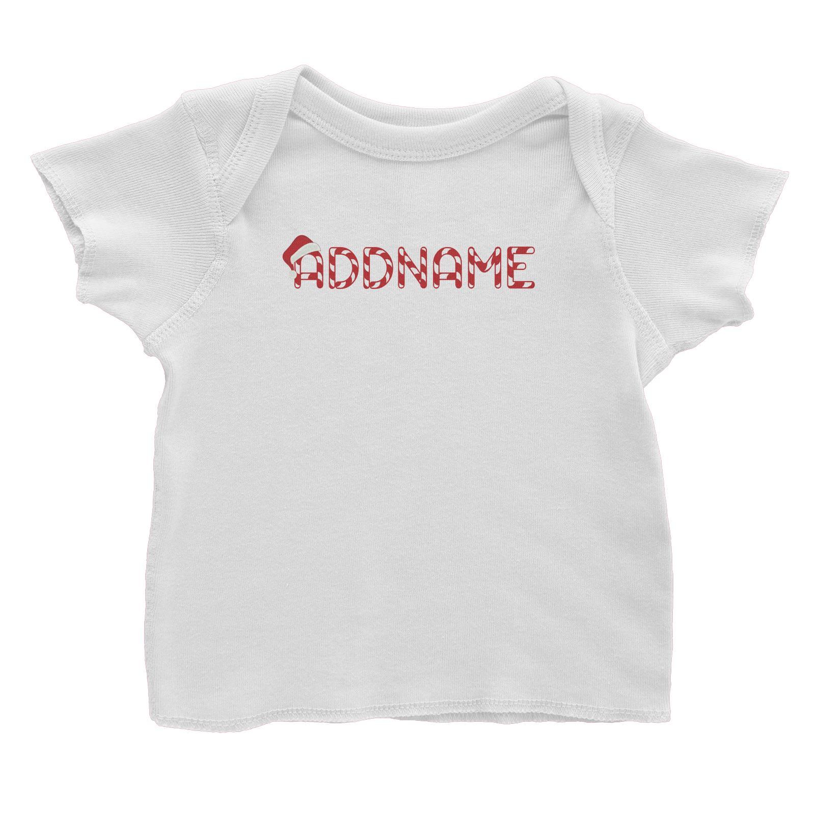 Candy Cane Alphabet Addname with Santa Hat Baby T-Shirt Christmas Matching Family Personalizable Designs Lettering