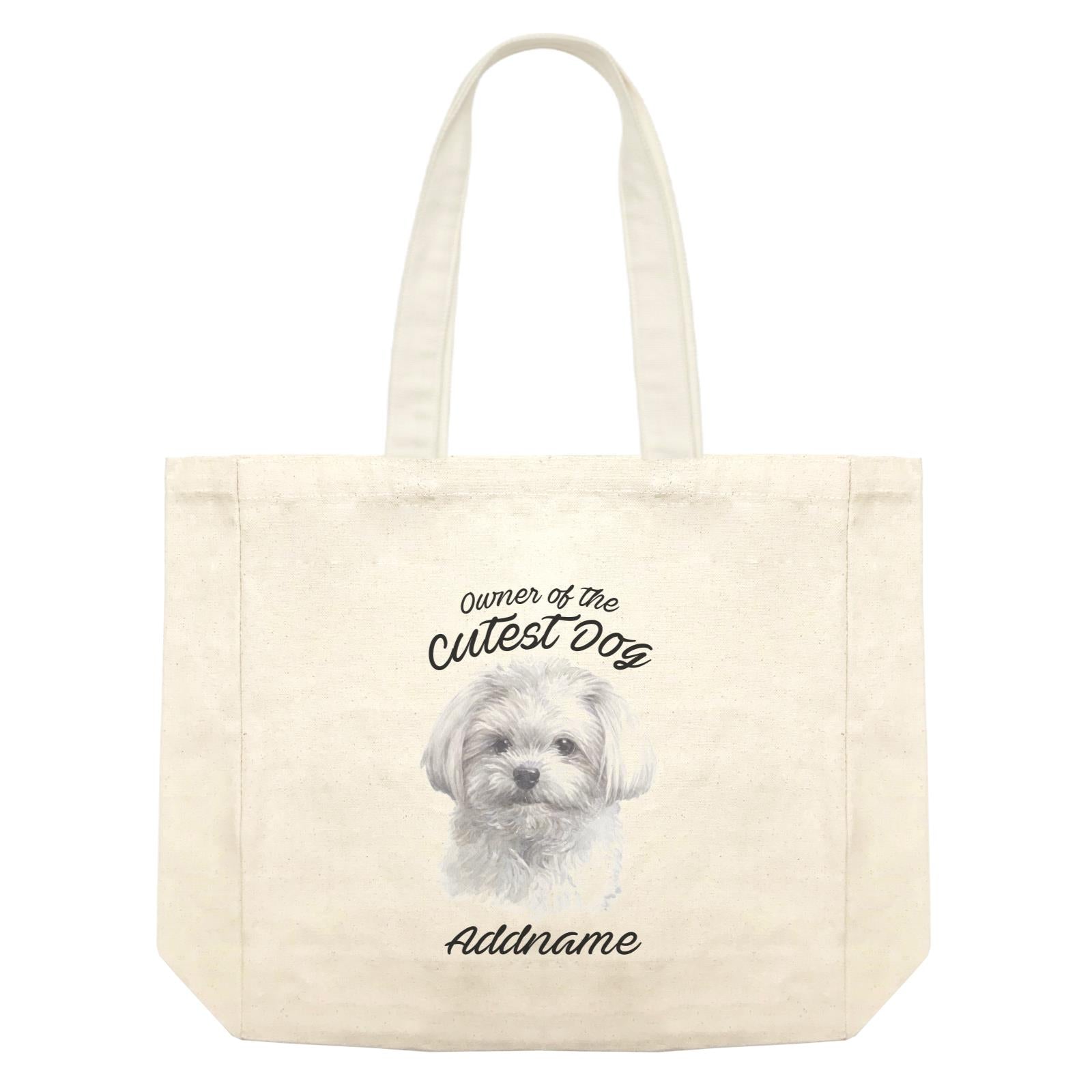 Watercolor Dog Owner Of The Cutest Dog Maltese White Addname Shopping Bag