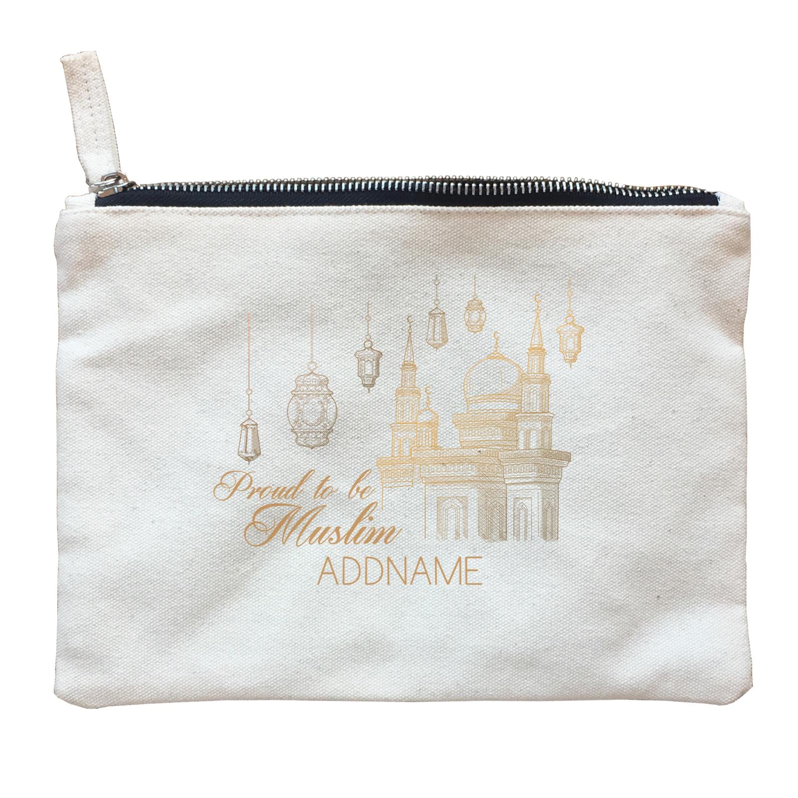 Proud To Be Muslim Gold Mosque Addname Zipper Pouch