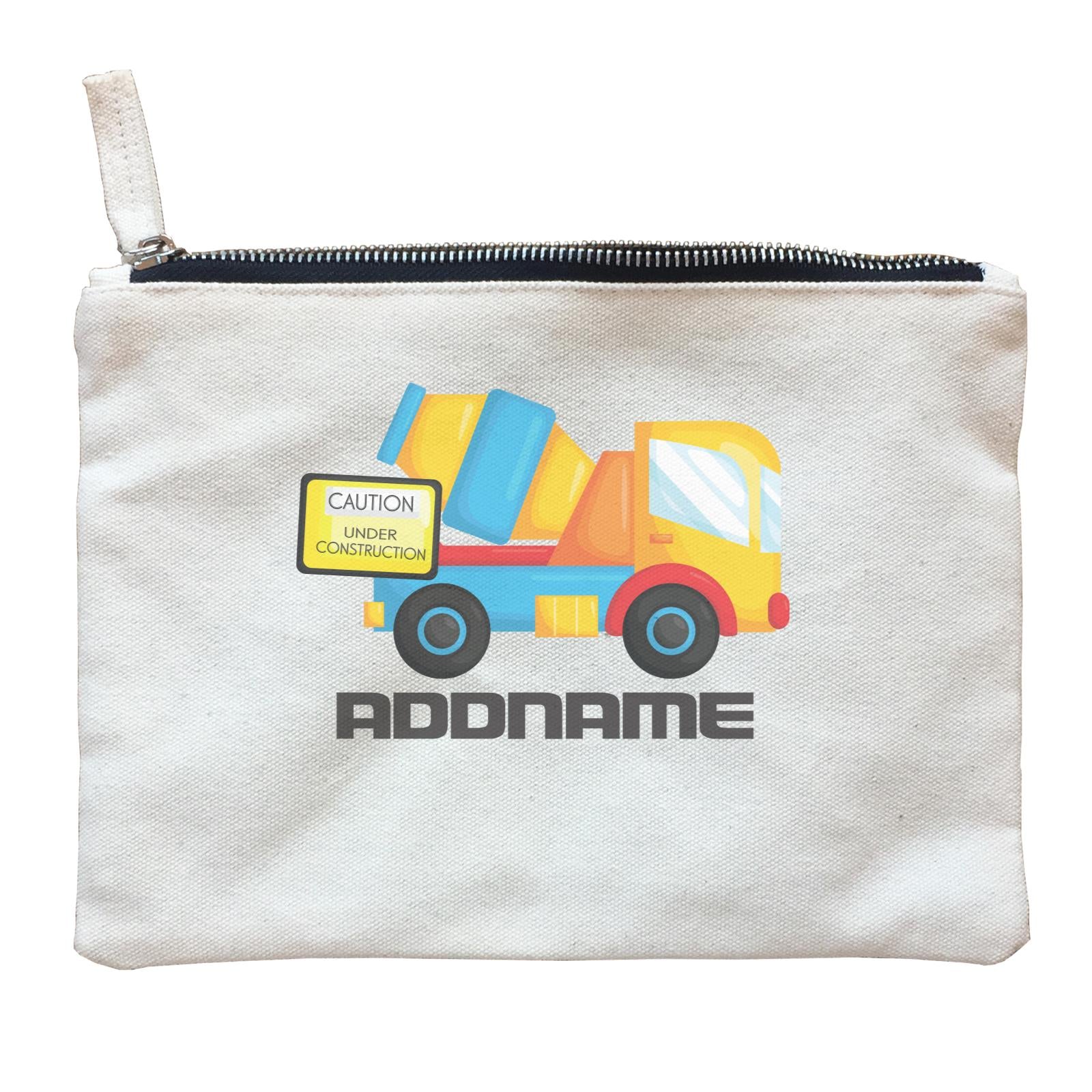 Birthday Construction Cement Mixer Addname Zipper Pouch
