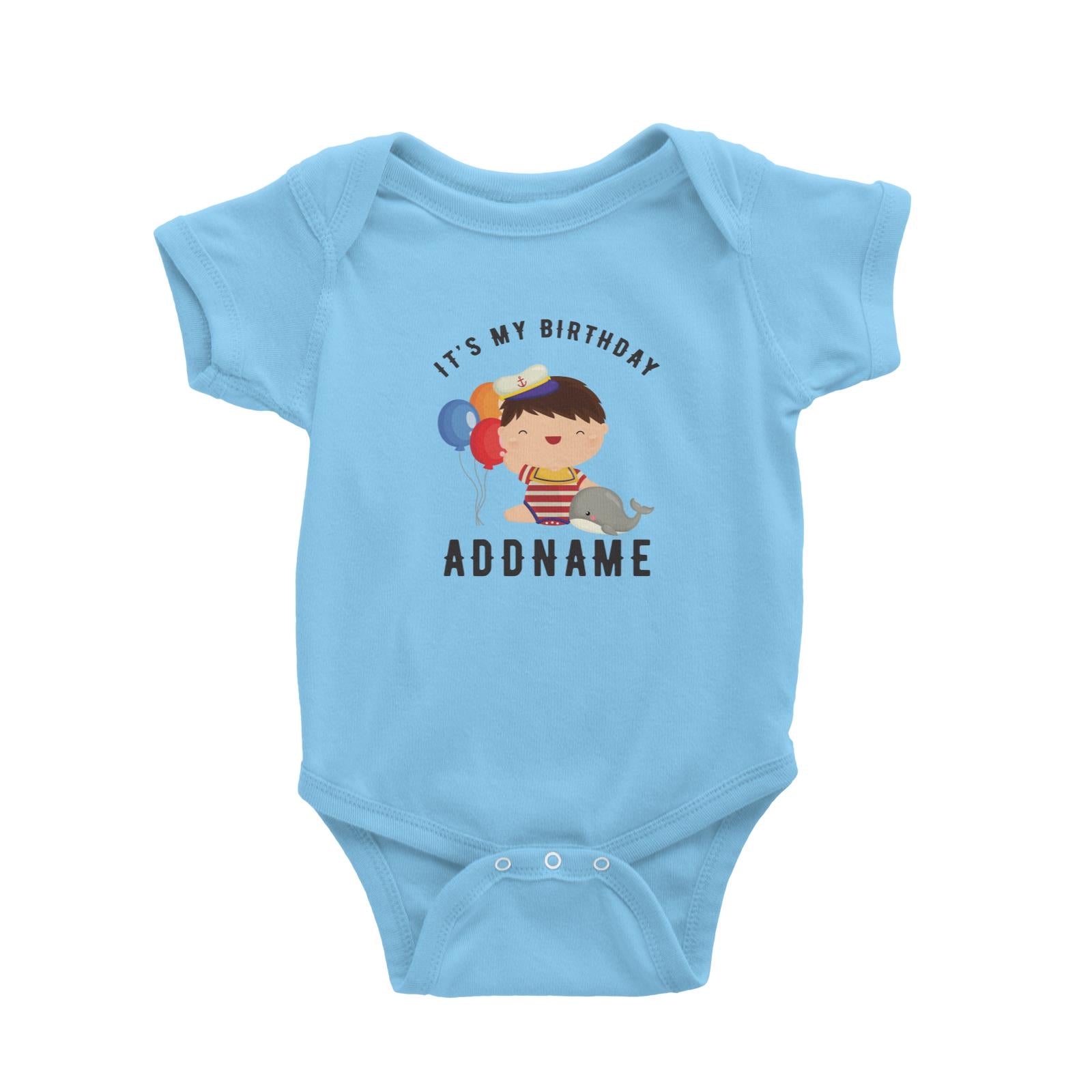 Birthday Sailor Baby Boy With Balloon It's My Birthday Addname Baby Romper