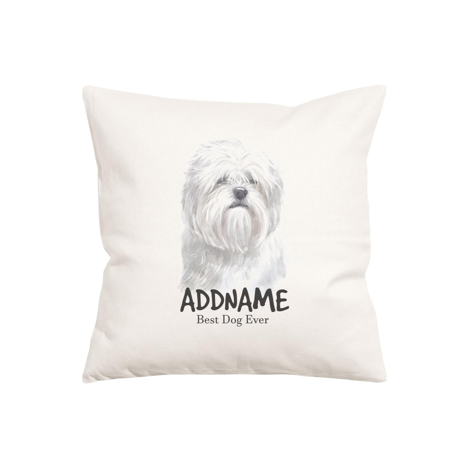 Watercolor Dog Series Lhasa Apso Black Best Dog Ever Addname Pillow Cushion
