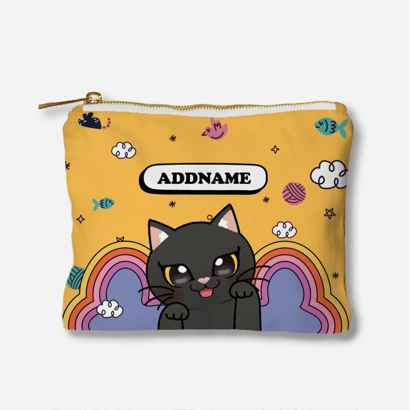 Paw Print Series Full Print Zipper Pouch - Black Cat