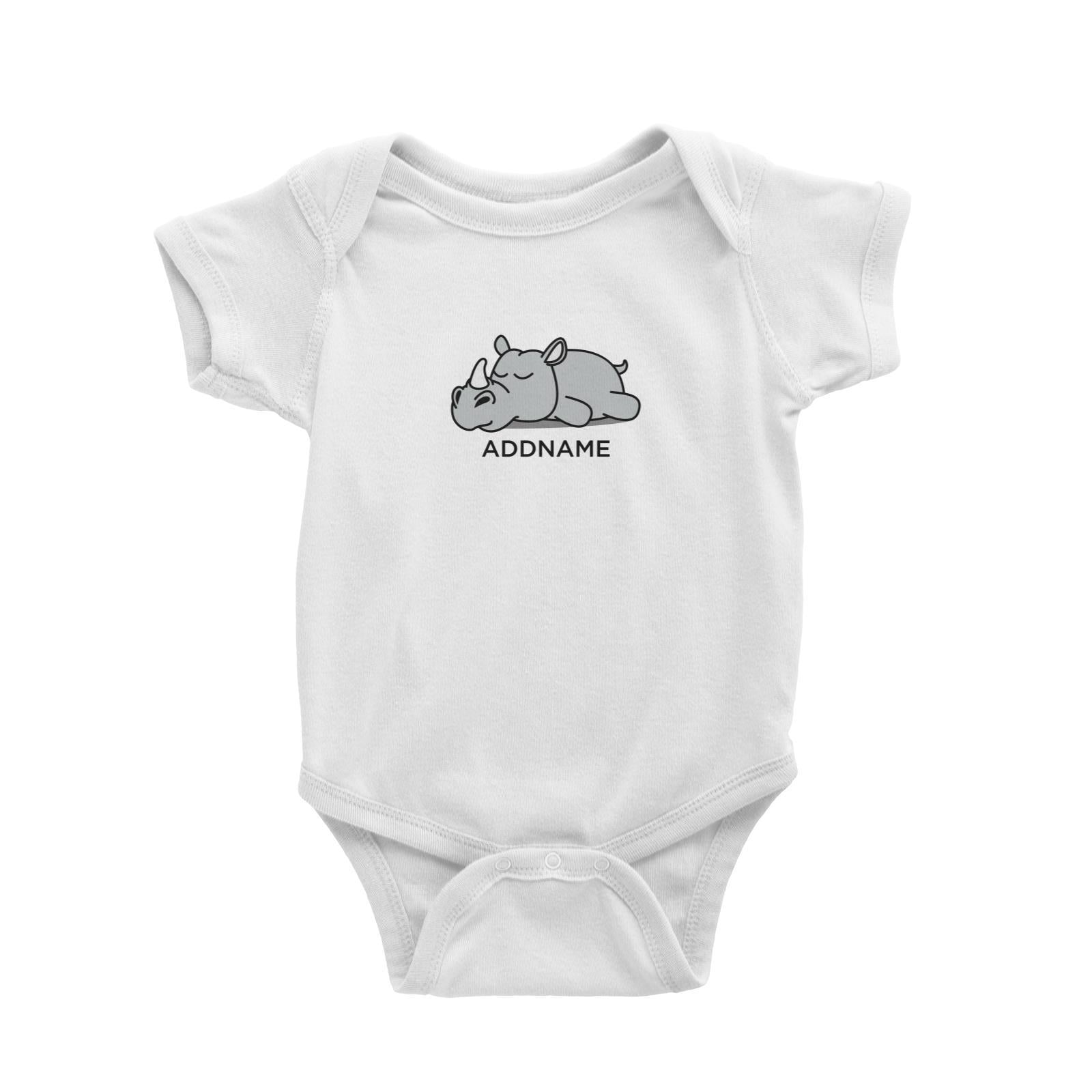 Lazy Rhinoceras Addname Baby Romper