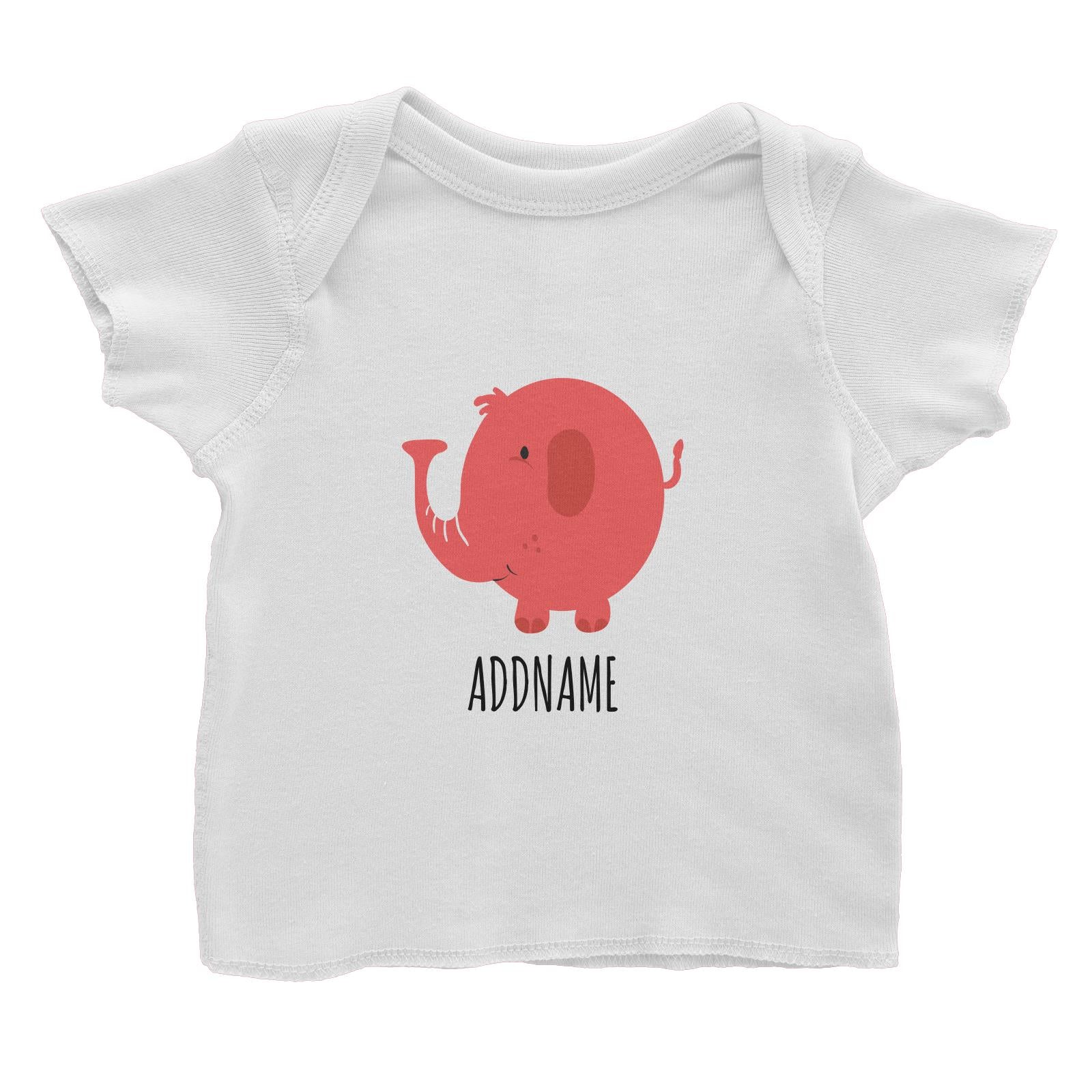 Twins Red Round Elephant White White Baby T-Shirt