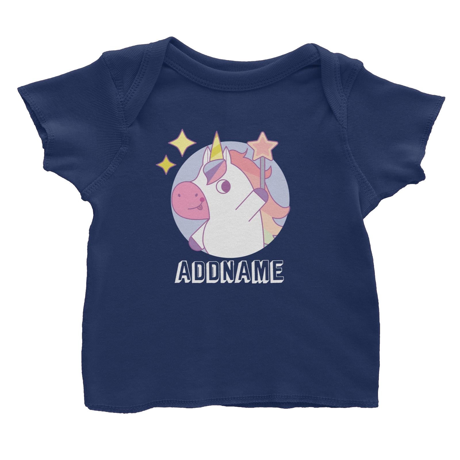 Birthday Unicorn Girl With Magic Wand Addname Baby T-Shirt