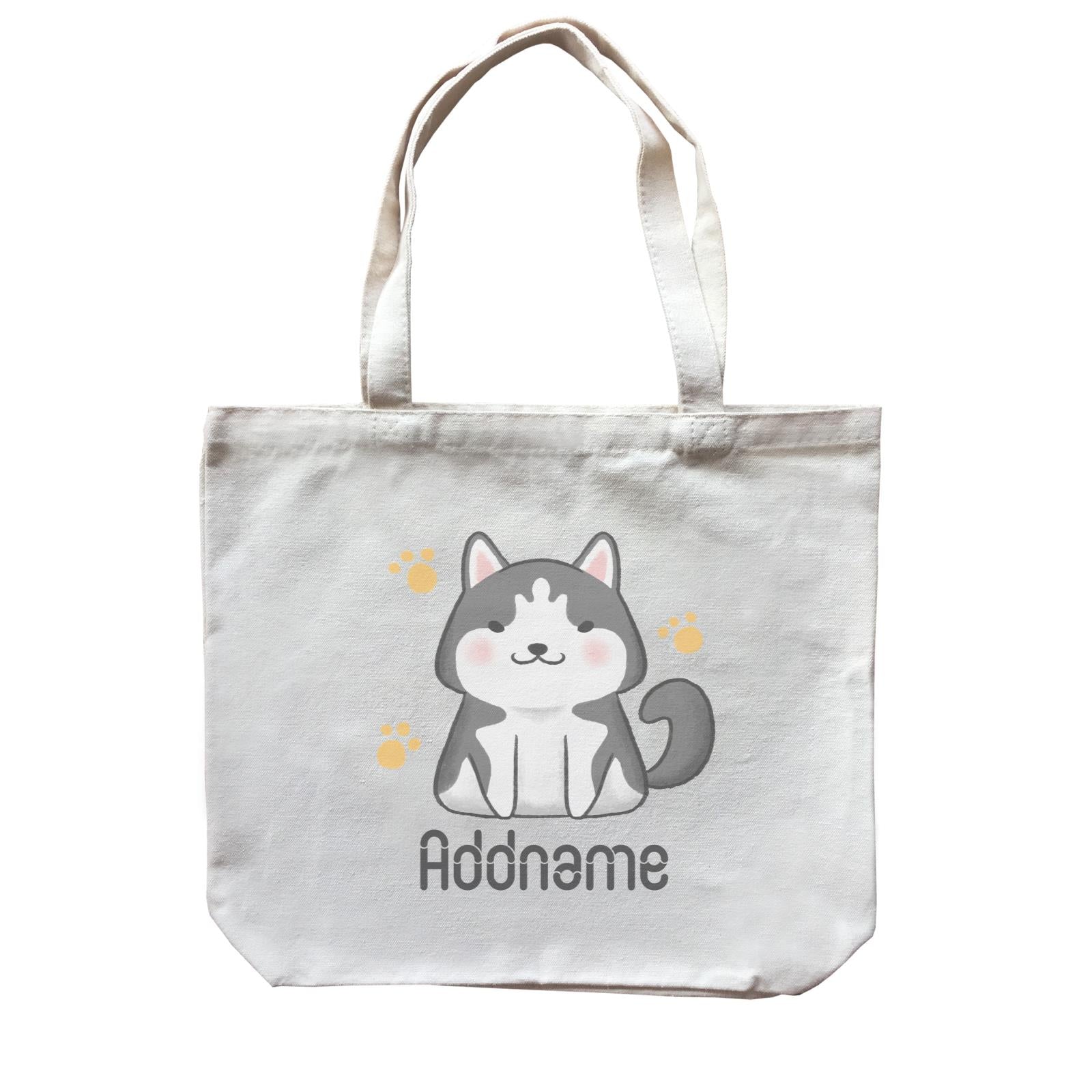 Cute Hand Drawn Style Husky Addname Canvas Bag