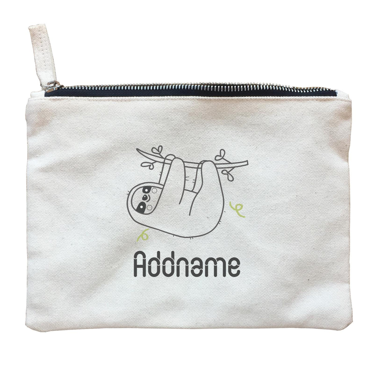 Coloring Outline Cute Hand Drawn Animals Furry Hanging Sloth Addname Zipper Pouch