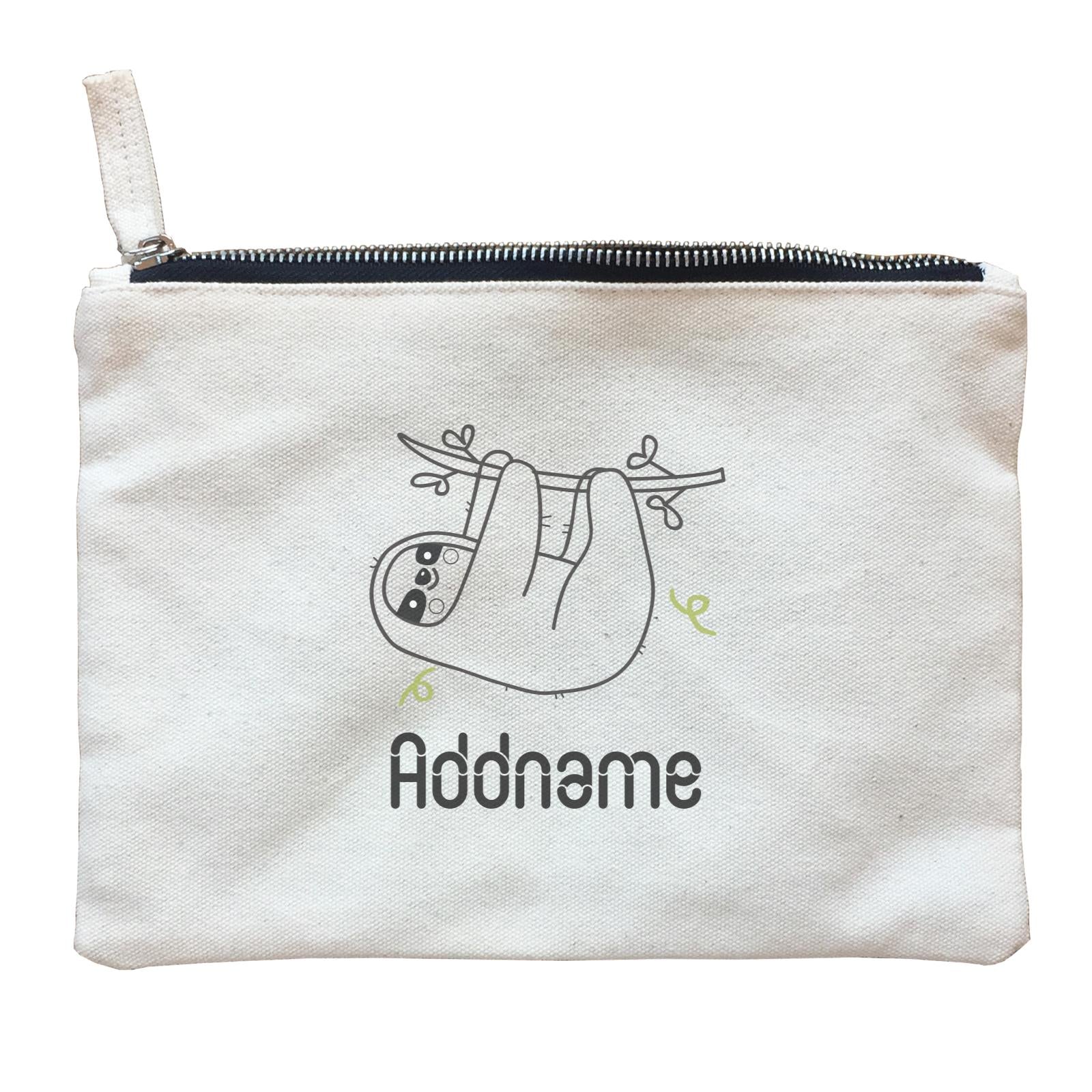 Coloring Outline Cute Hand Drawn Animals Furry Hanging Sloth Addname Zipper Pouch