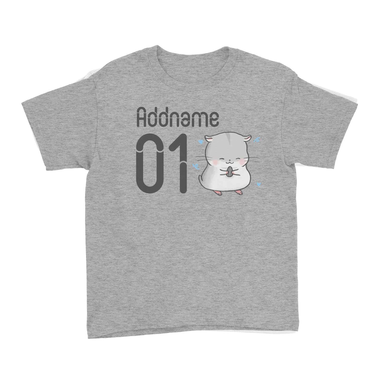 Name and Number Cute Hand Drawn Style Hamster Kid's T-Shirt