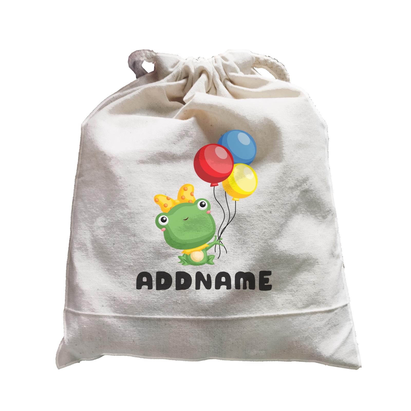 Birthday Frog Frog Girl Holding Balloons Addname Satchel