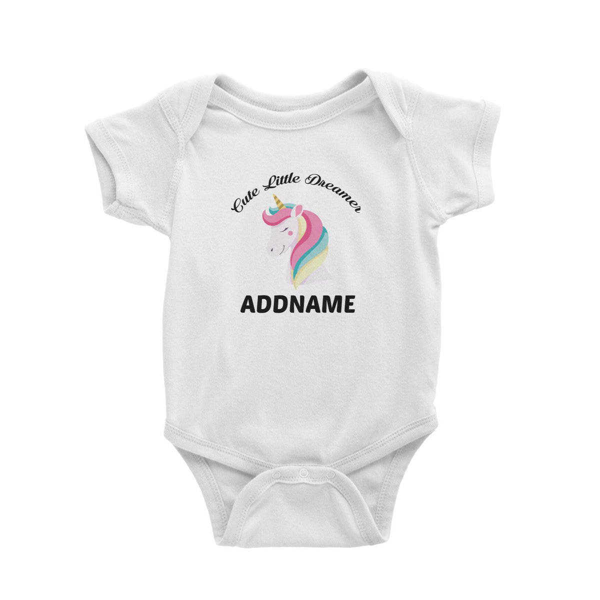 Unicorn Cute Little Dreamer Addname Baby Romper