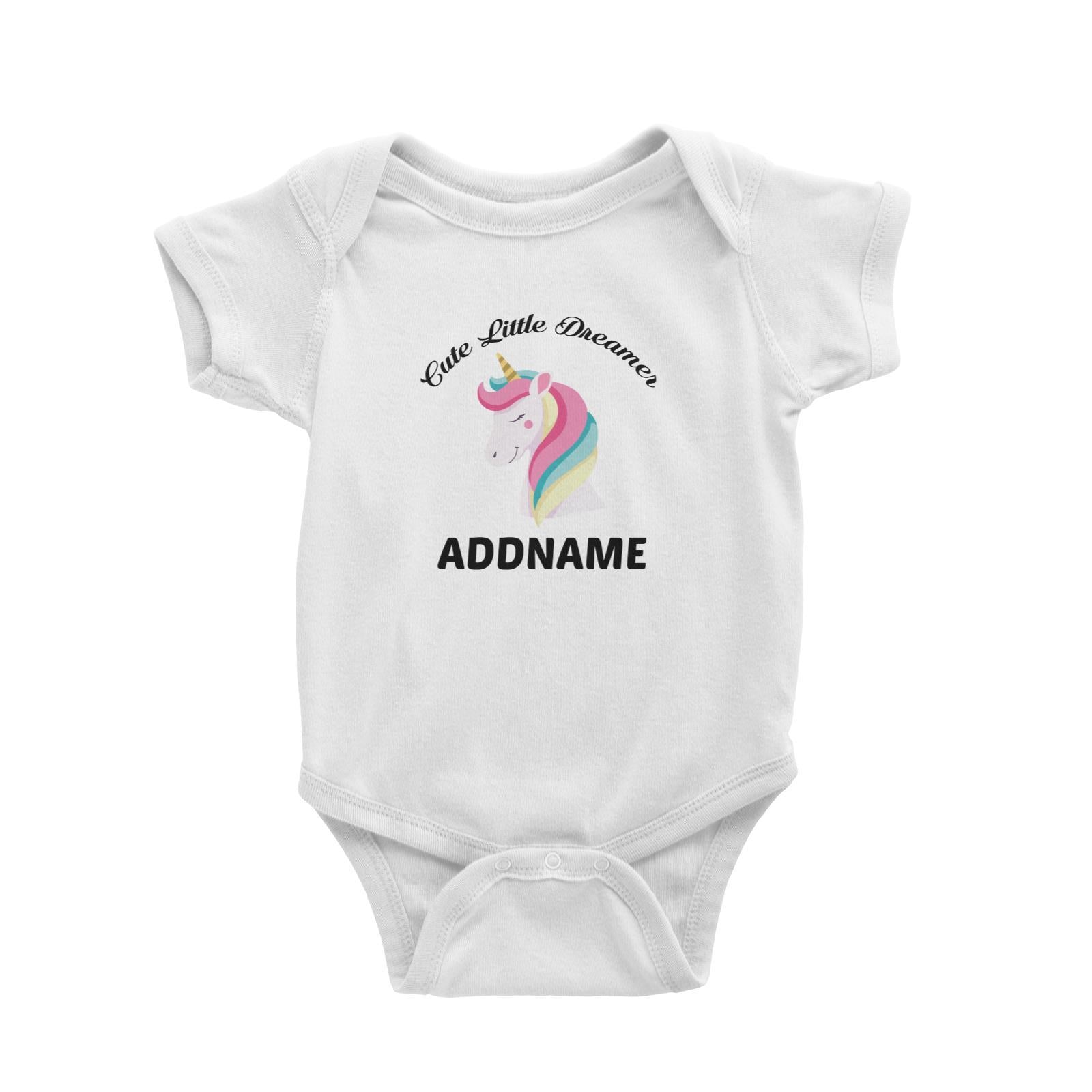 Unicorn Cute Little Dreamer Addname Baby Romper