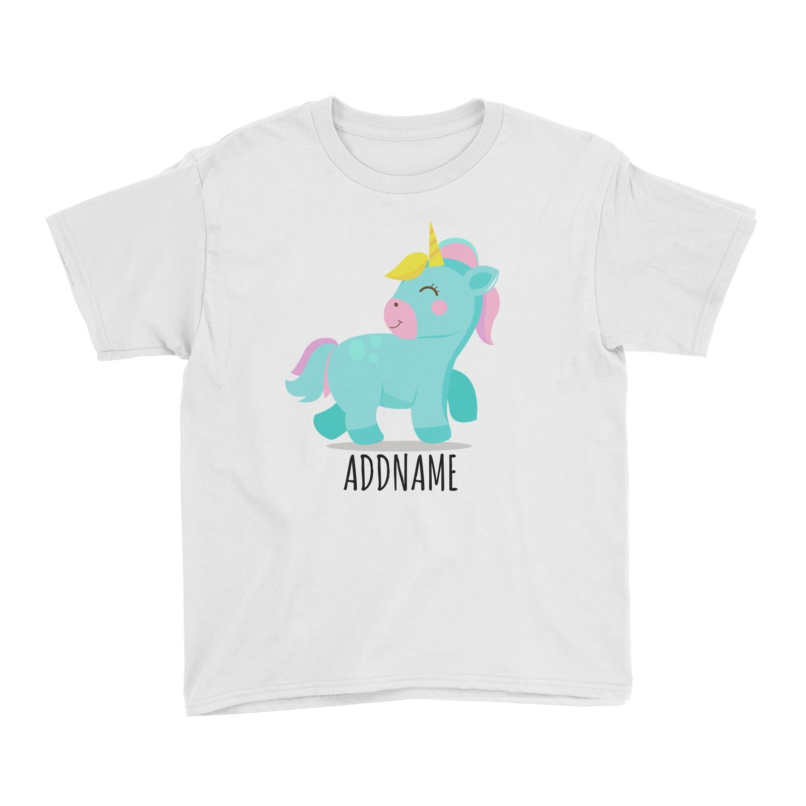 Pastel Blue Unicorn White White Kid's T-Shirt  Matching Family Personalizable Designs