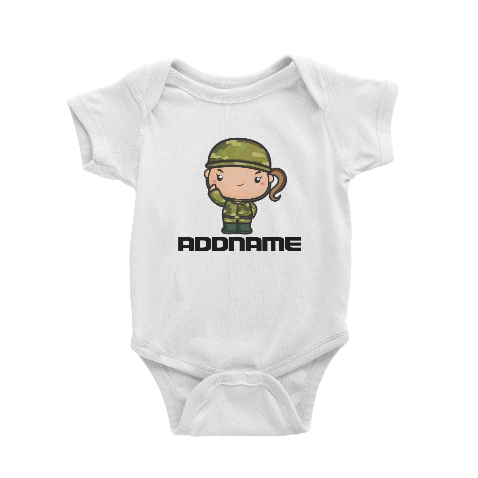 Birthday Battle Theme Army Soldier Girl Addname Baby Romper