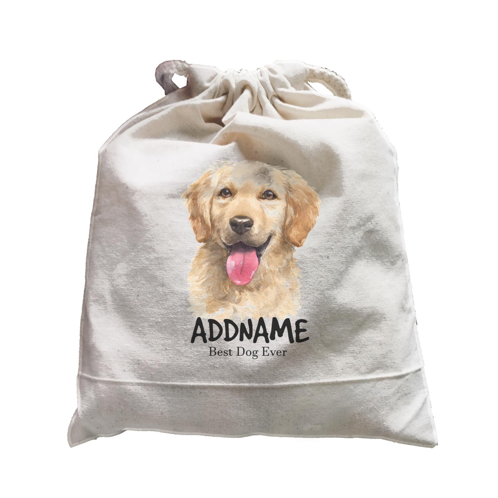 Watercolor Dog Golden Retriever Smile Best Dog Ever Addname Satchel