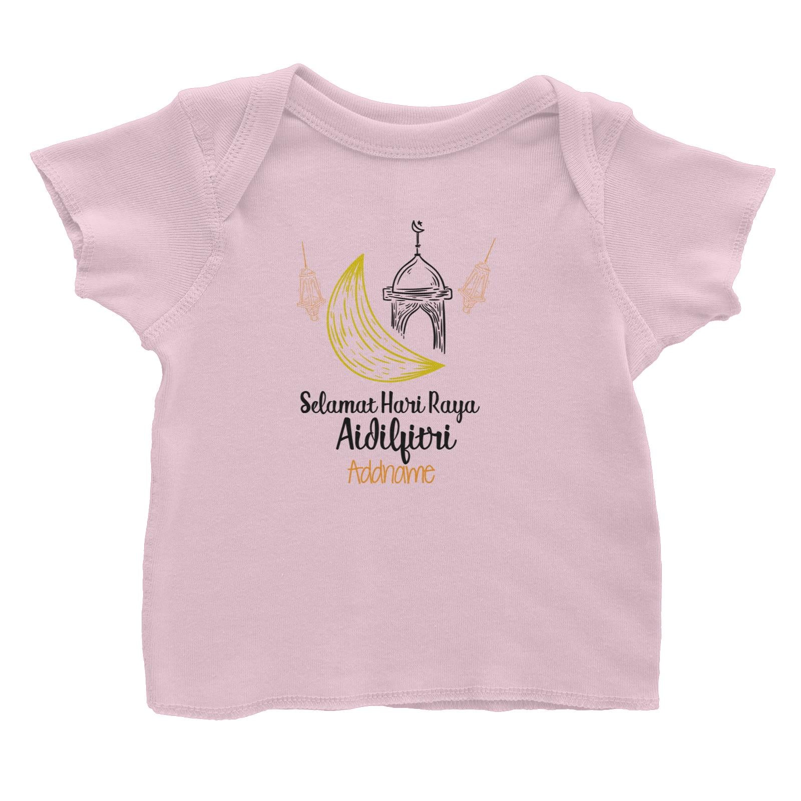 Raya Doodle Moon And Mosque Selamat Hari Raya Aidilfitri Addname Baby T-Shirt