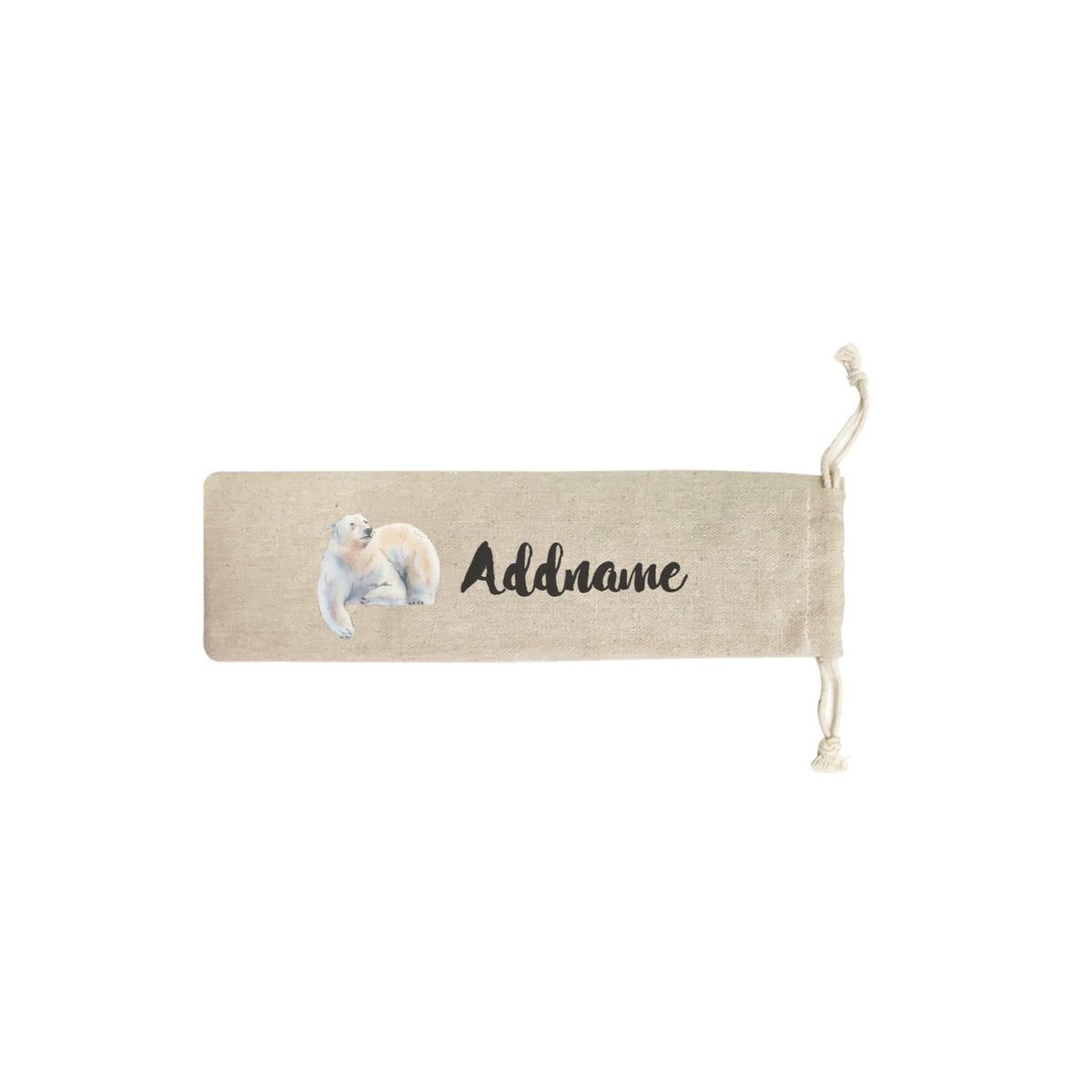 Watercolour Animal Sweet Polar Bear Lying Down Addname SB Straw Pouch (No Straws included)