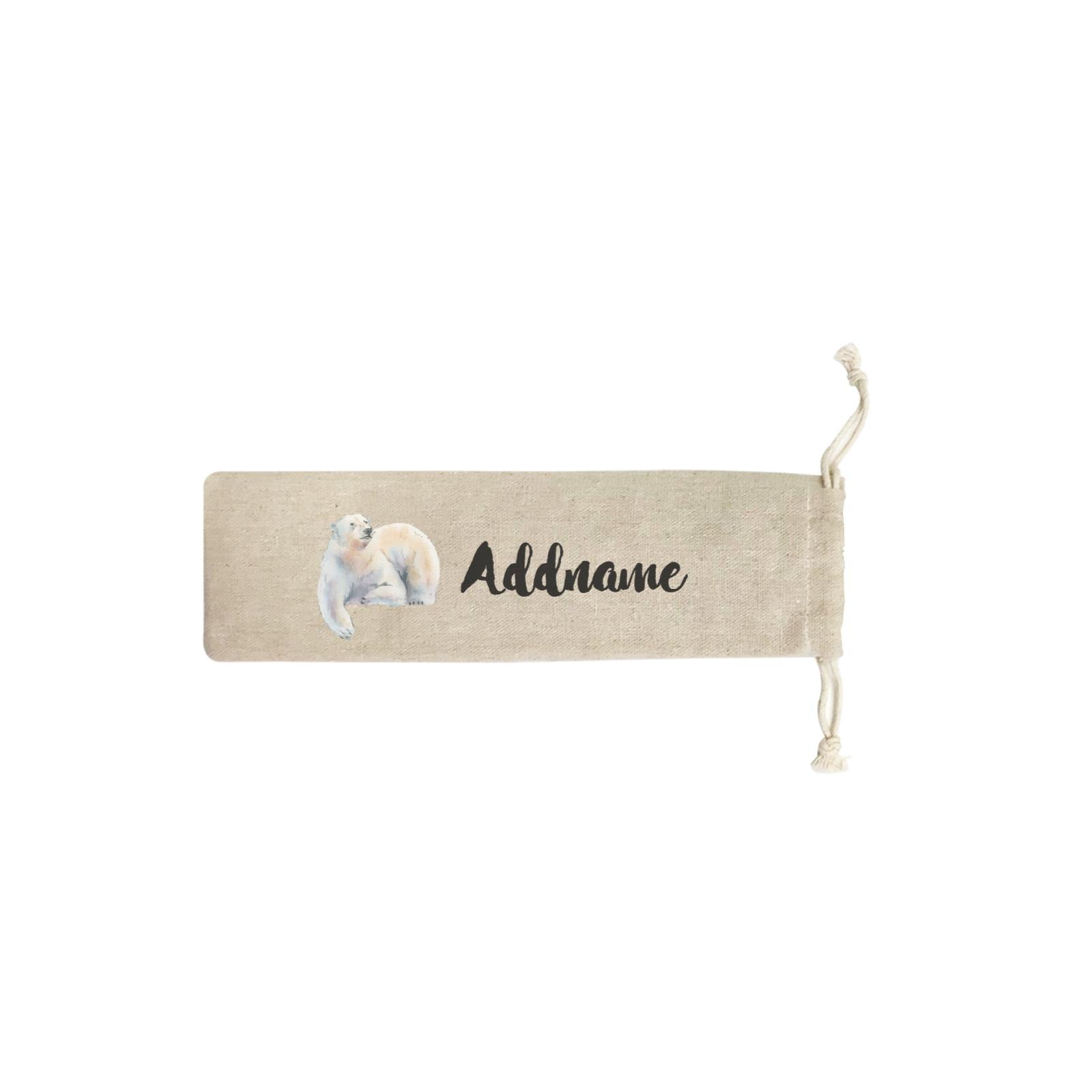 Watercolour Animal Sweet Polar Bear Lying Down Addname SB Straw Pouch (No Straws included)
