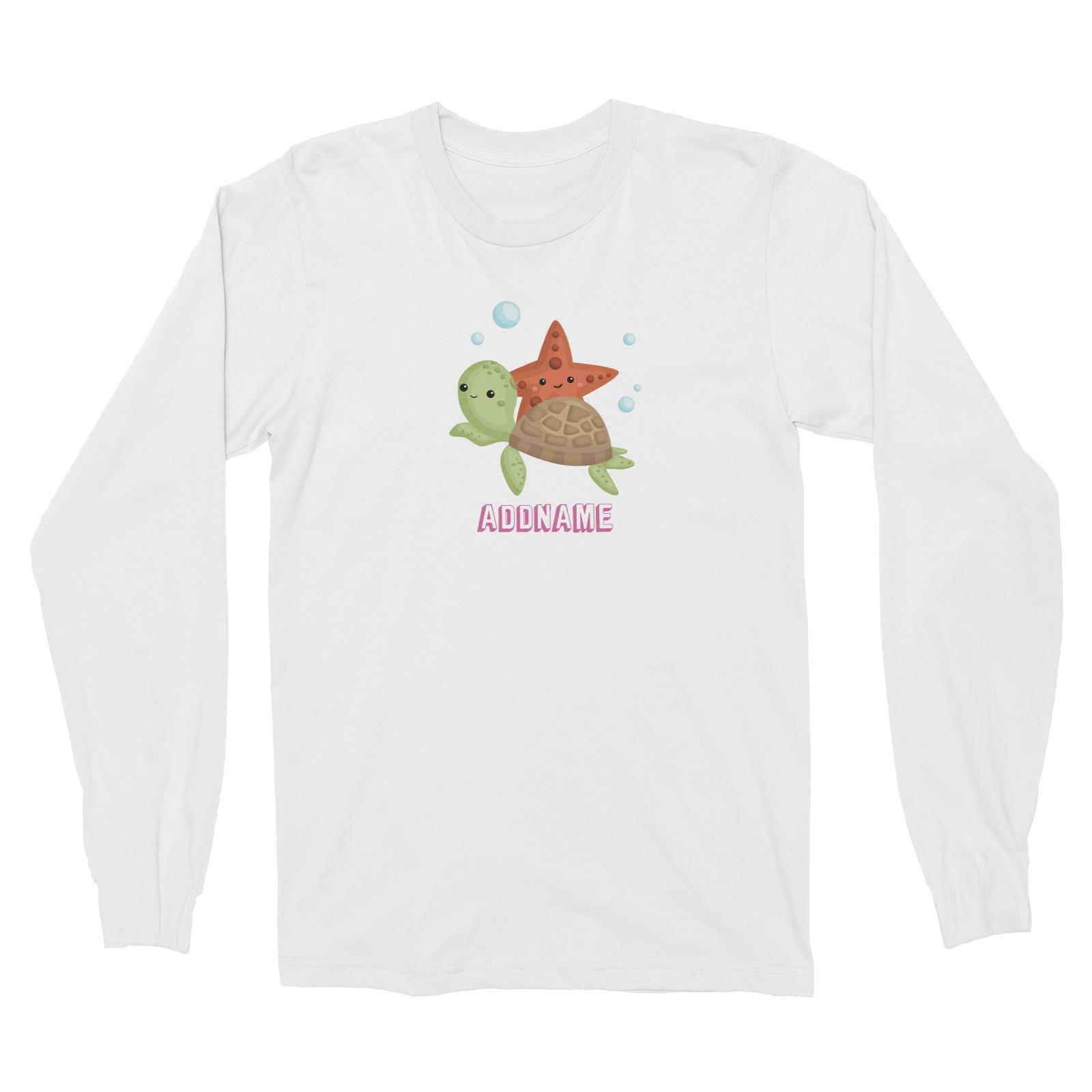 Birthday Mermaid Turtle And Starfish Addname Long Sleeve Unisex T-Shirt