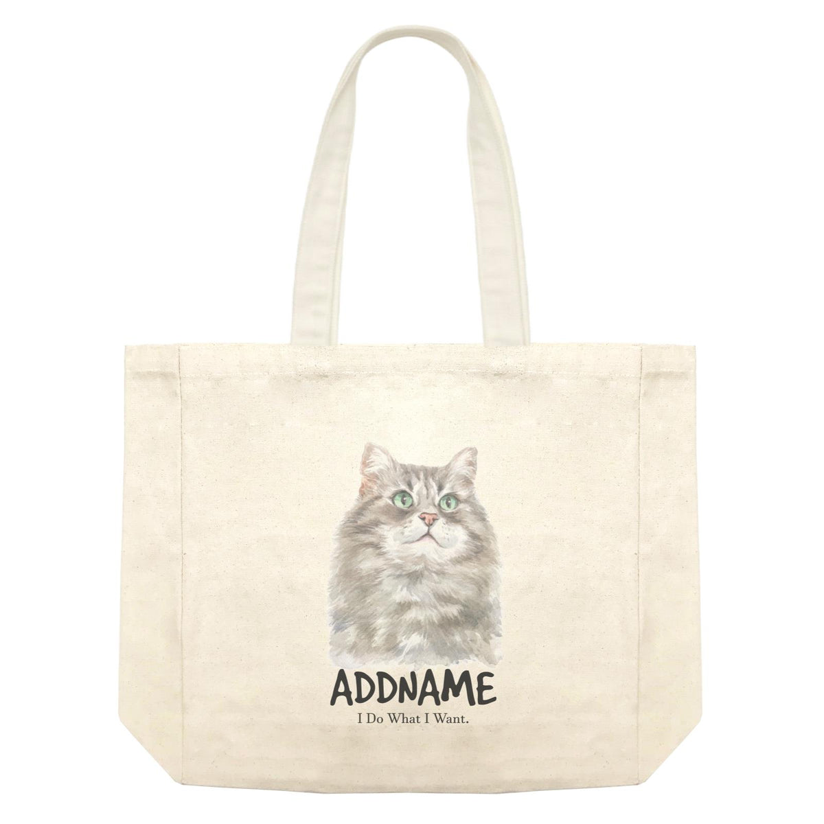 Watercolor Cat Siberian Cat Grey I Do What I Want Addname Shopping Bag