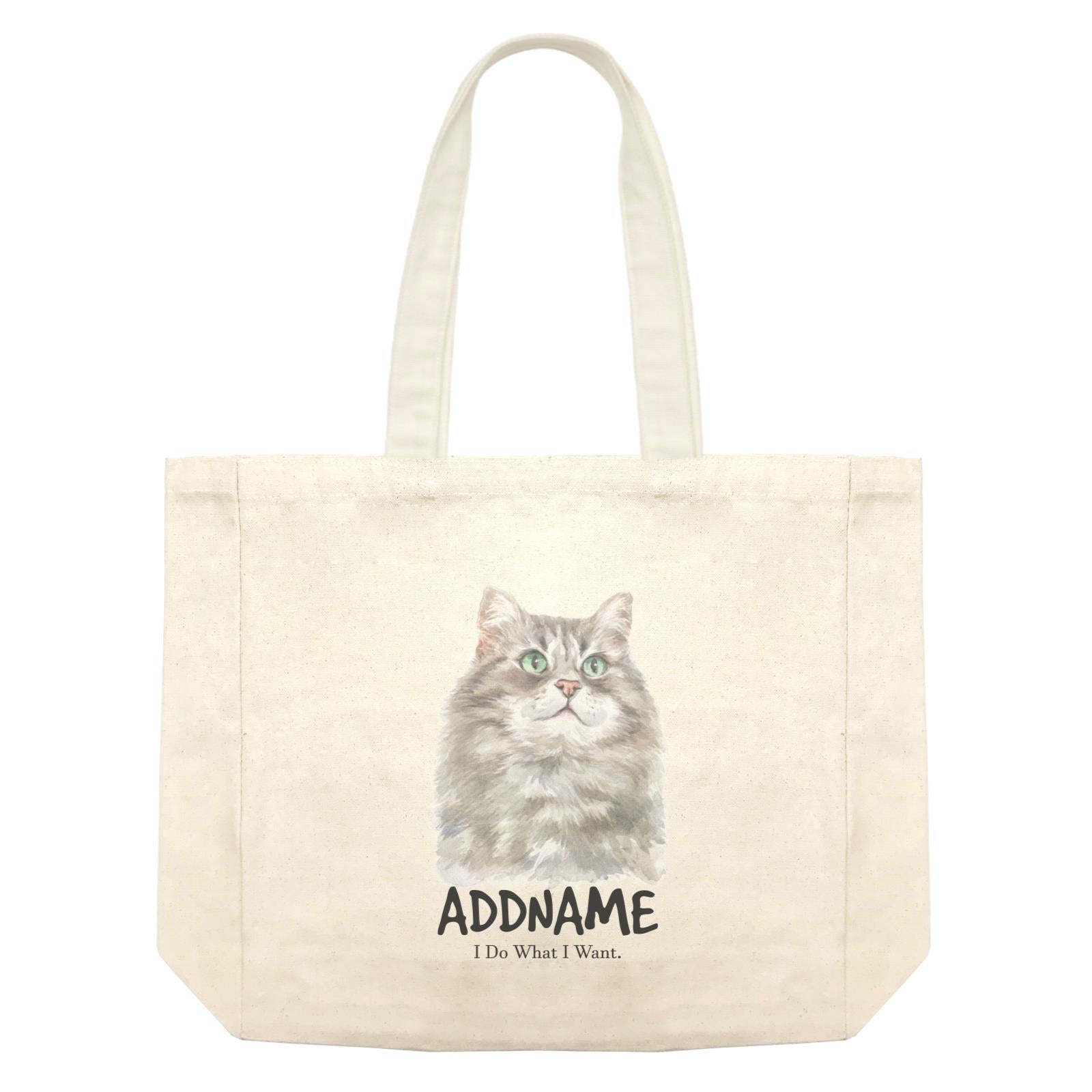 Watercolor Cat Siberian Cat Grey I Do What I Want Addname Shopping Bag
