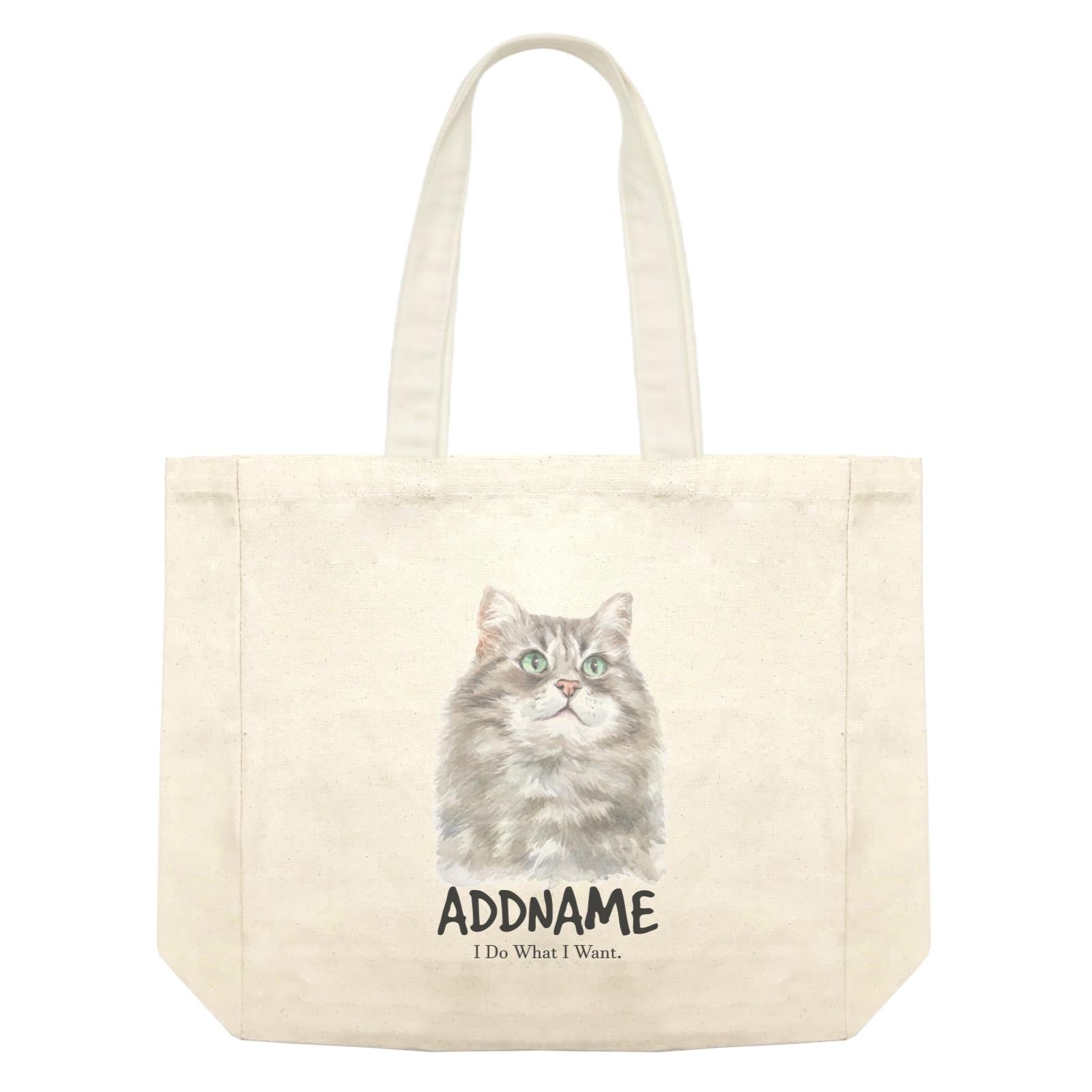 Watercolor Cat Siberian Cat Grey I Do What I Want Addname Shopping Bag