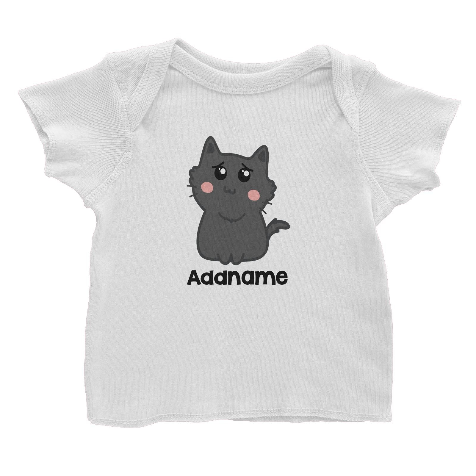 Drawn Adorable Cats Dark Grey Addname Baby T-Shirt