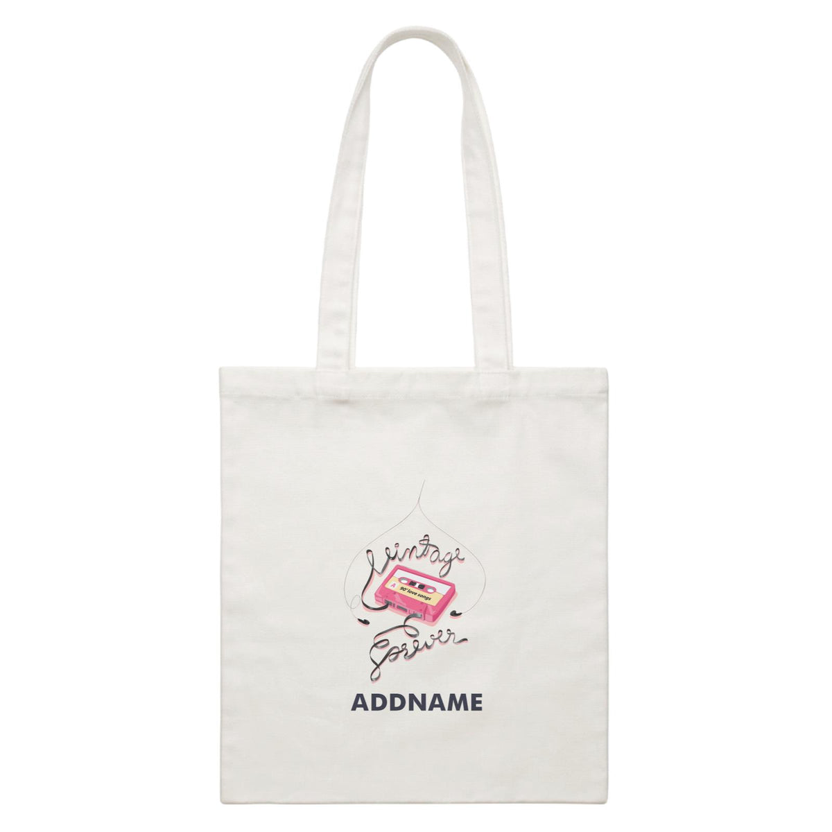 Vintage Gadgets Vintage Forever Cassette With Addname White Canvas Bag