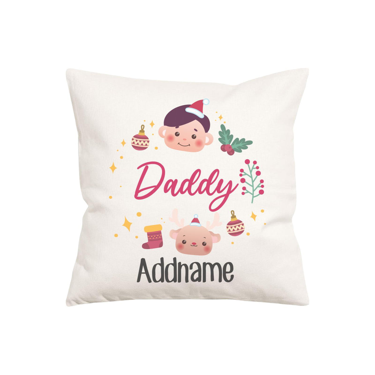 Christmas Cute Wreath Daddy PW Cushion