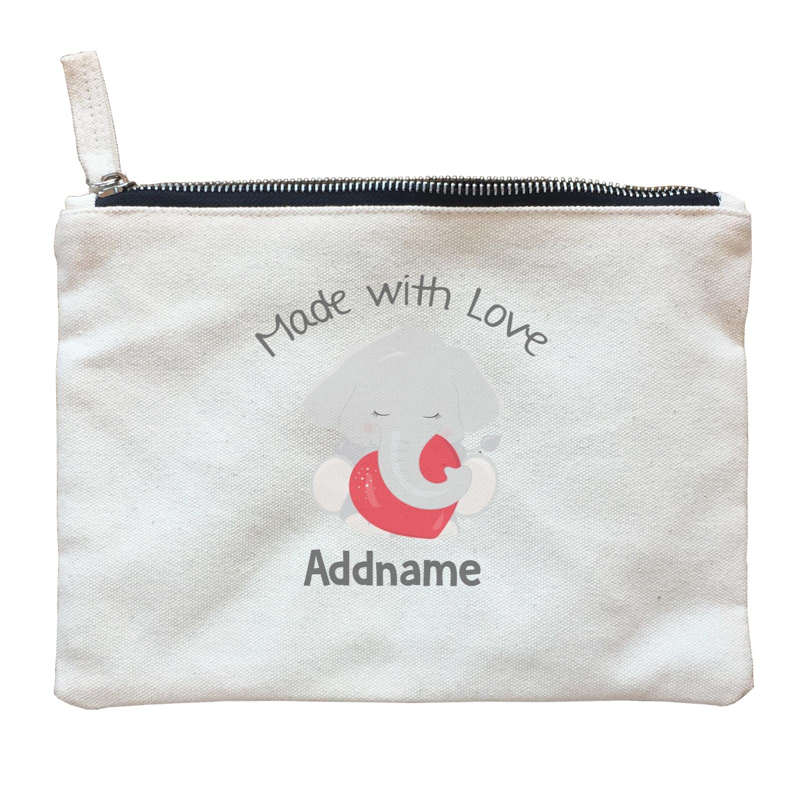 Animal Hearts Made With Love Elephant Addname Zipper Pouch
