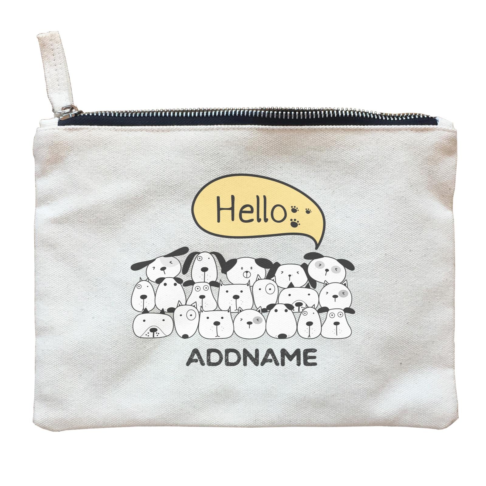 Cute Animals And Friends Series Hello Dogs Group Addname Zipper Pouch