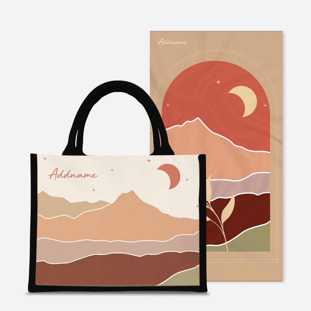 Kaira Series Prayer Mat with Half Lining Small Jute Bag-Asfar