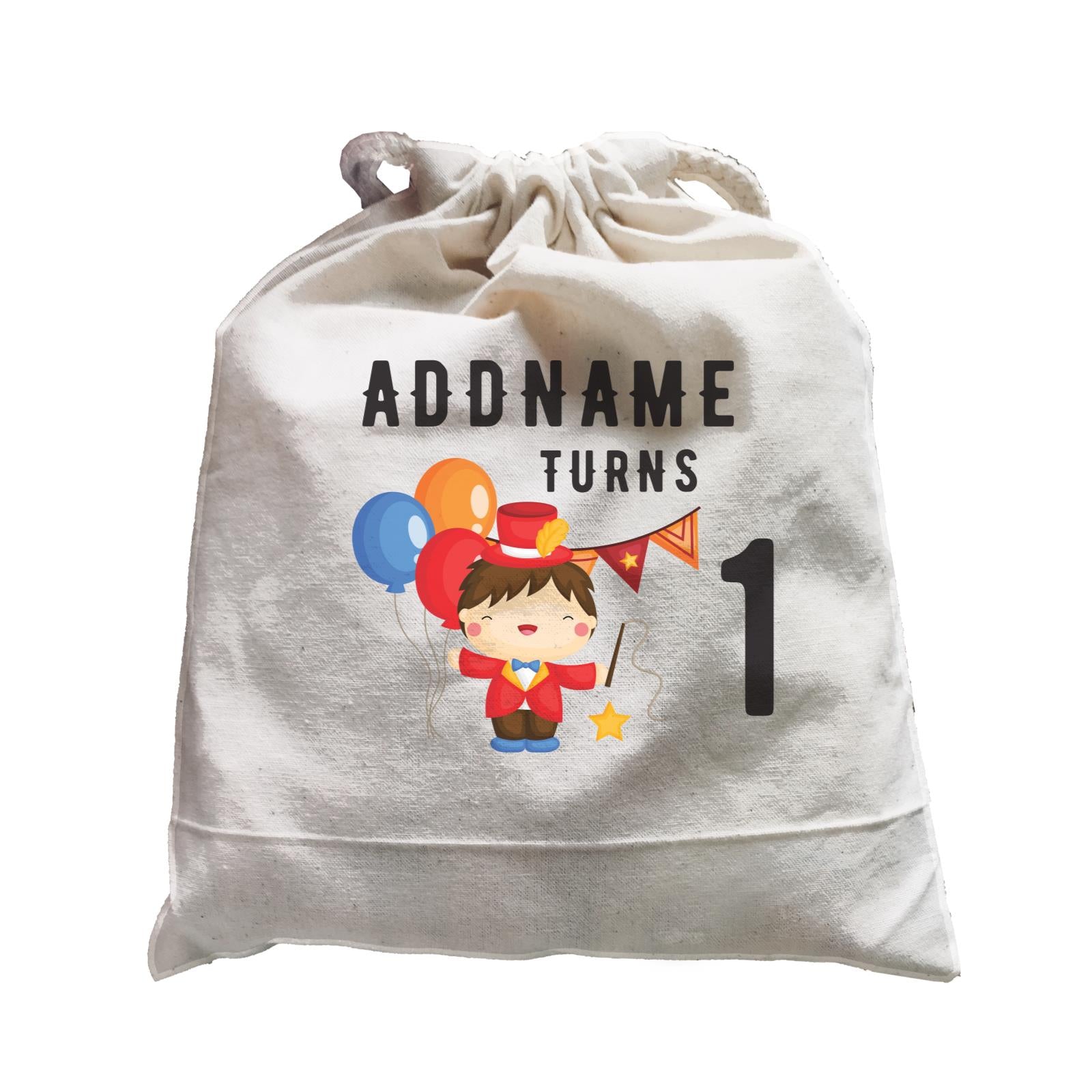 Birthday Circus Happy Boy Leader of Performance Addname Turns 1 Satchel