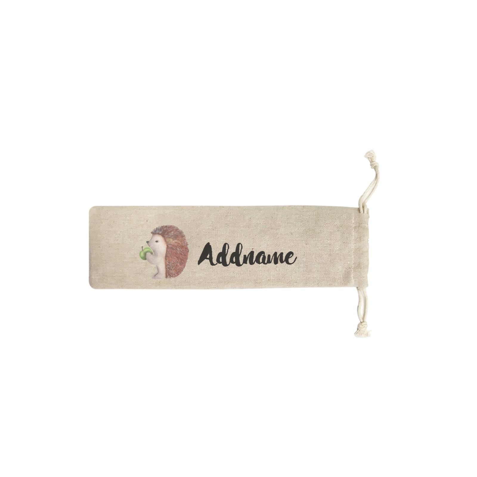 Watercolour Animal Sweet Porcuppine Green Apple Addname SB Straw Pouch (No Straws included)