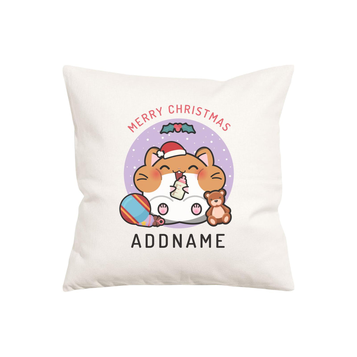 Merry Christmas Cute Santa Baby Hamster Pillow Cushion