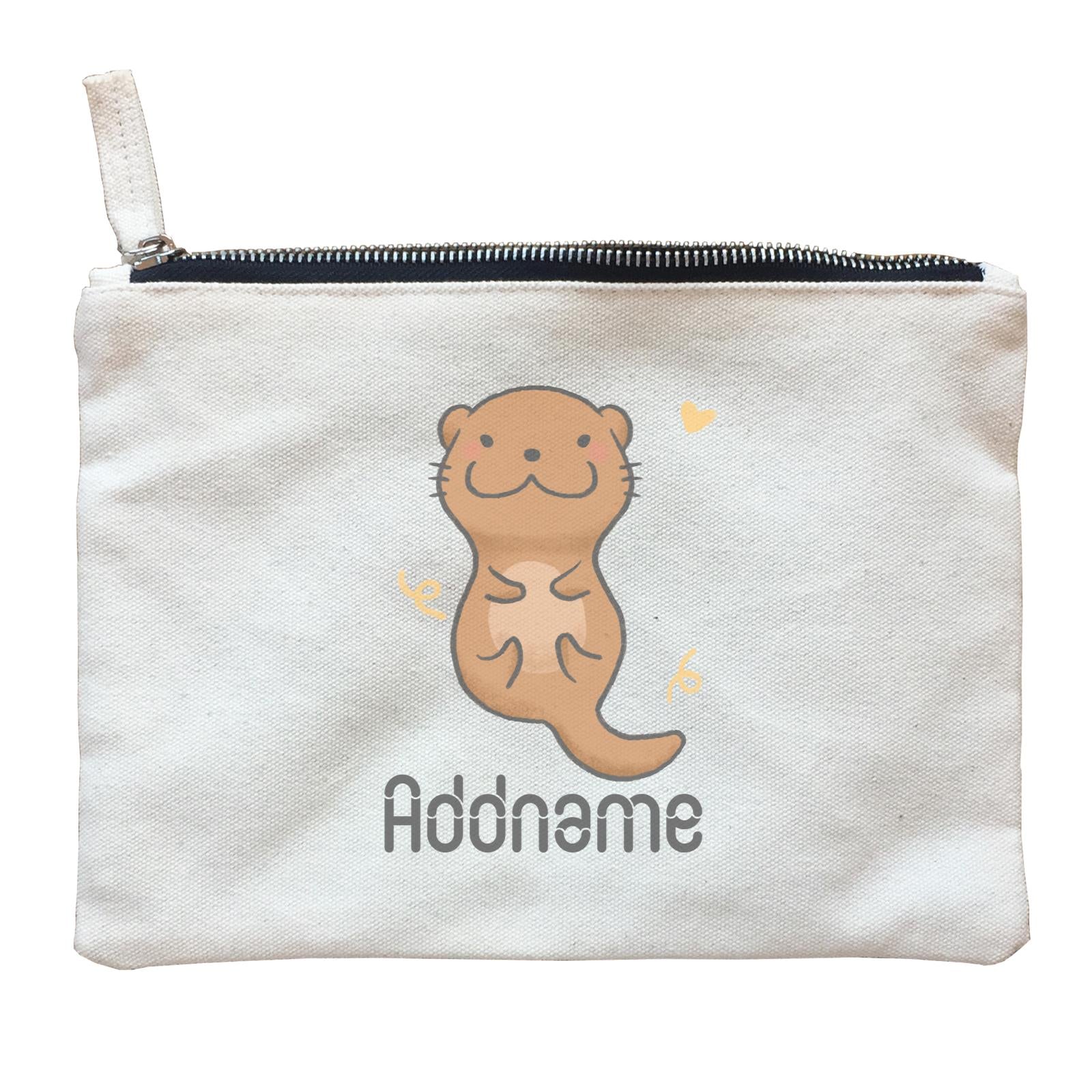 Cute Hand Drawn Style Otter Addname Zipper Pouch