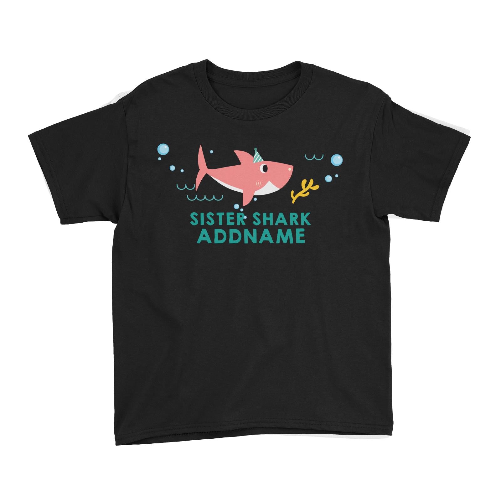 Sister Shark Birthday Theme Addname Kid's T-Shirt