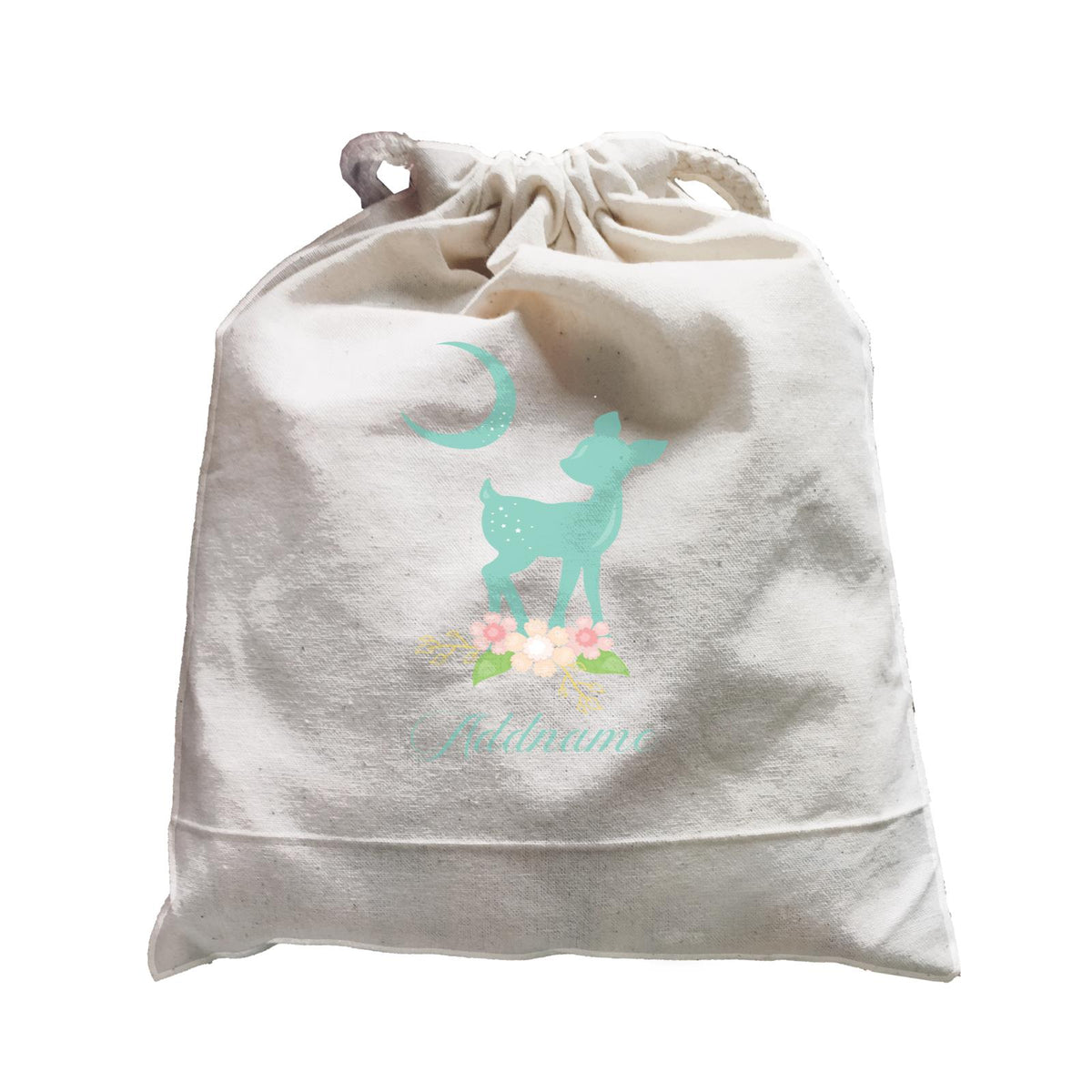 Basic Family Series Pastel Deer Green Fawn With Flower Addname Satchel