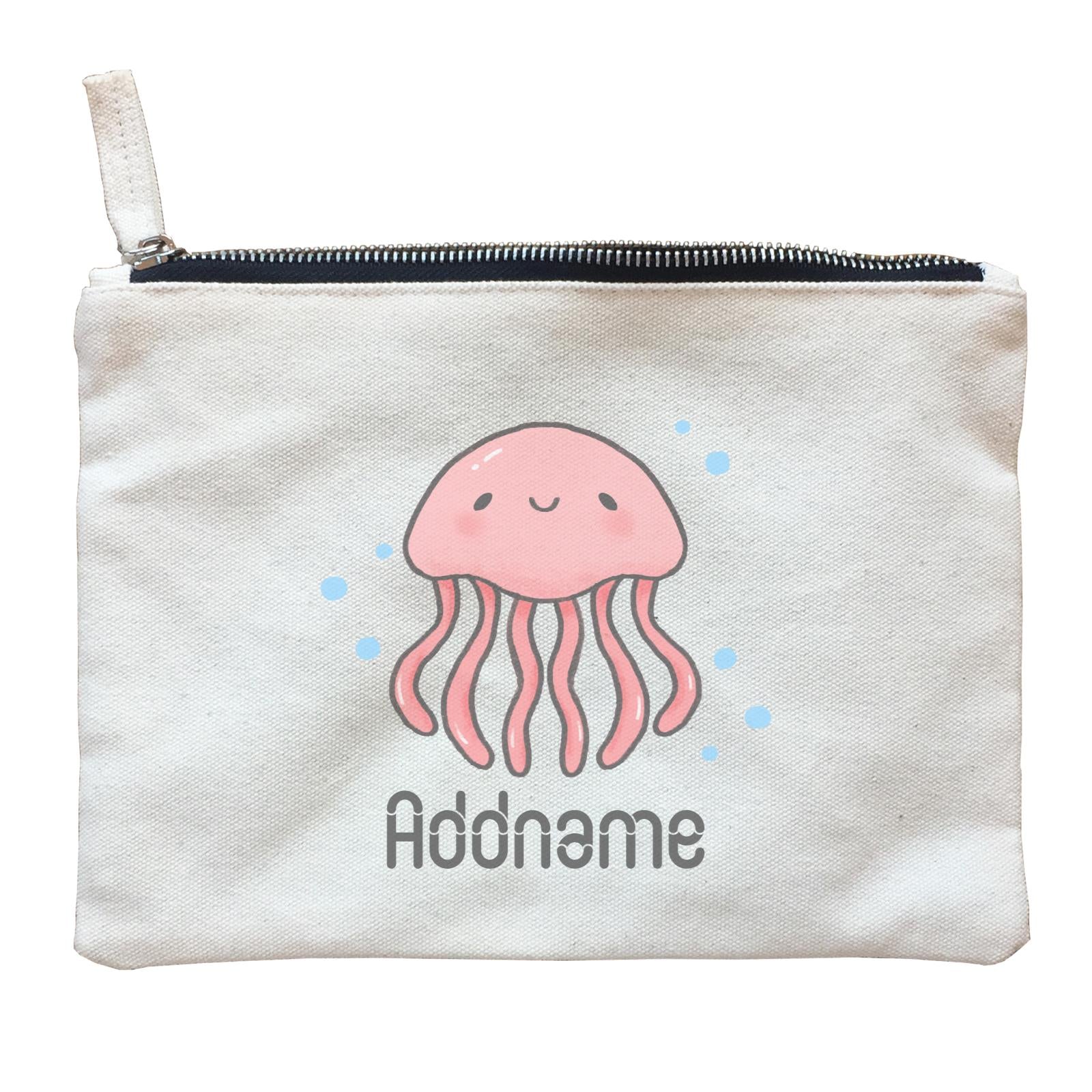 Cute Hand Drawn Style Jellyfish Addname Zipper Pouch