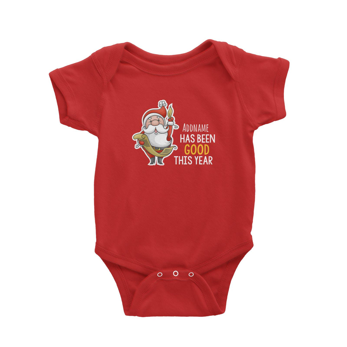 Santa Says Addname Has Been Good This Year Baby Romper Christmas Matching Family Personalizable Designs Cute