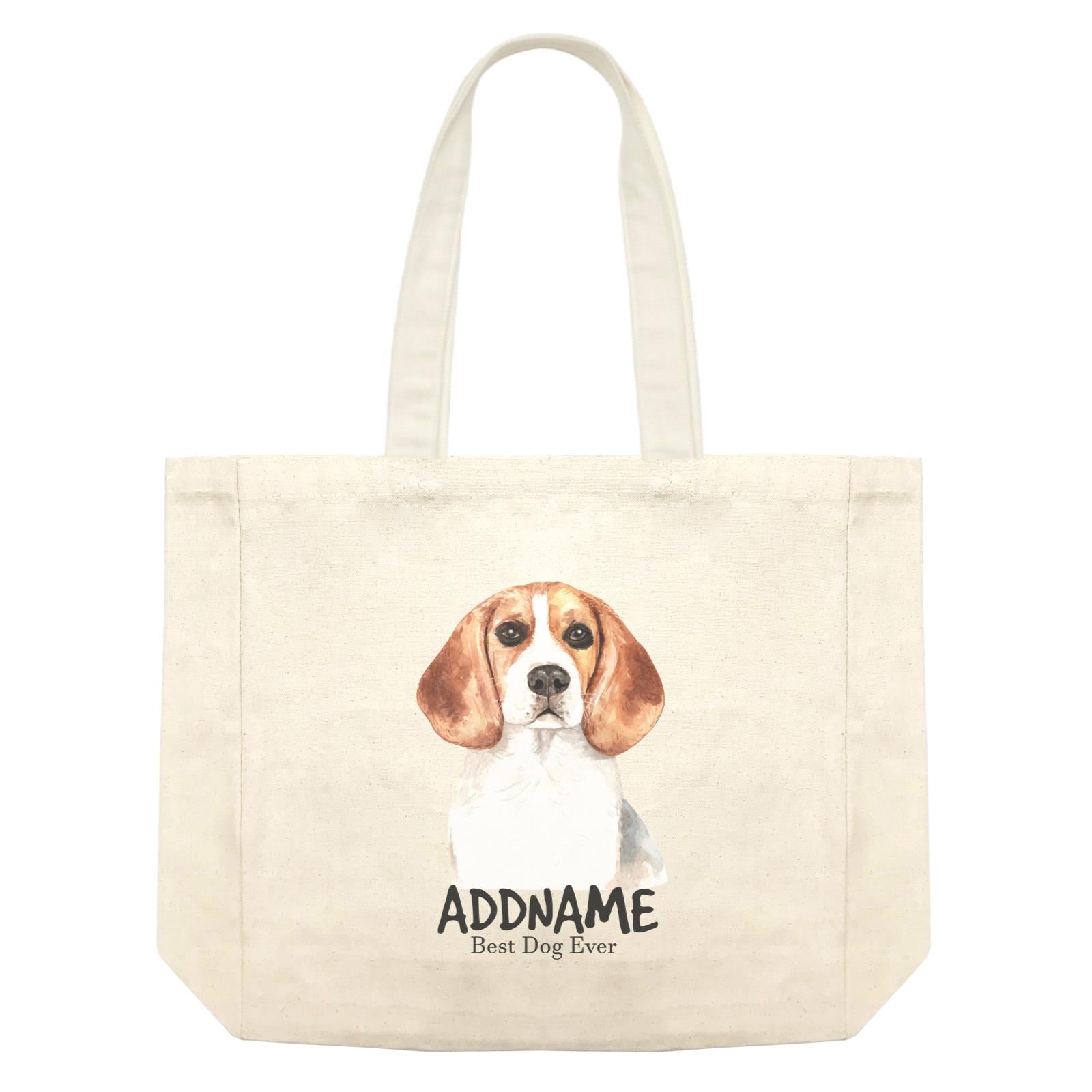 Watercolor Dog Beagle Dog Best Dog Ever Addname Shopping Bag