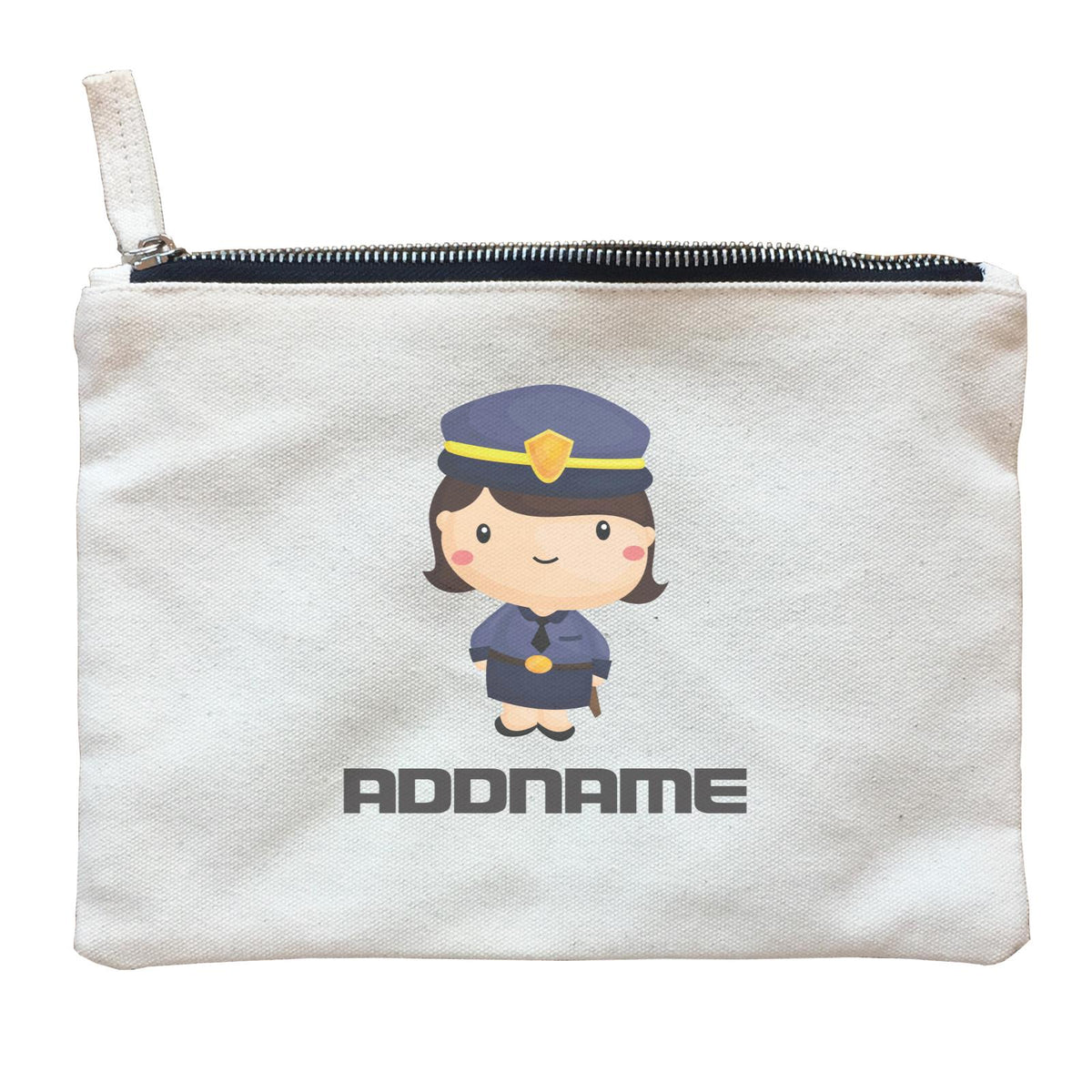 Birthday Police Officer Short Hair Girl  In Suit Addname Zipper Pouch